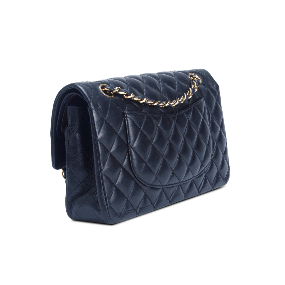 Chanel Black Quilted Lambskin Leather Classic Medium Double Flap Bag
