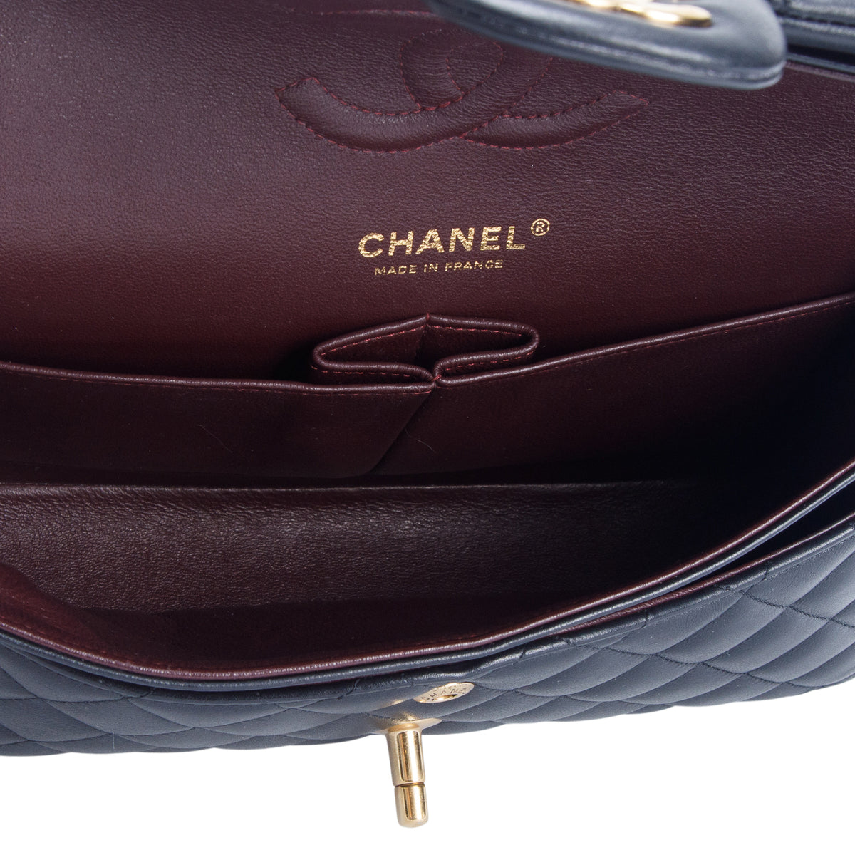 Chanel Black Quilted Lambskin Leather Classic Medium Double Flap Bag w/ Box & Authenticity Card