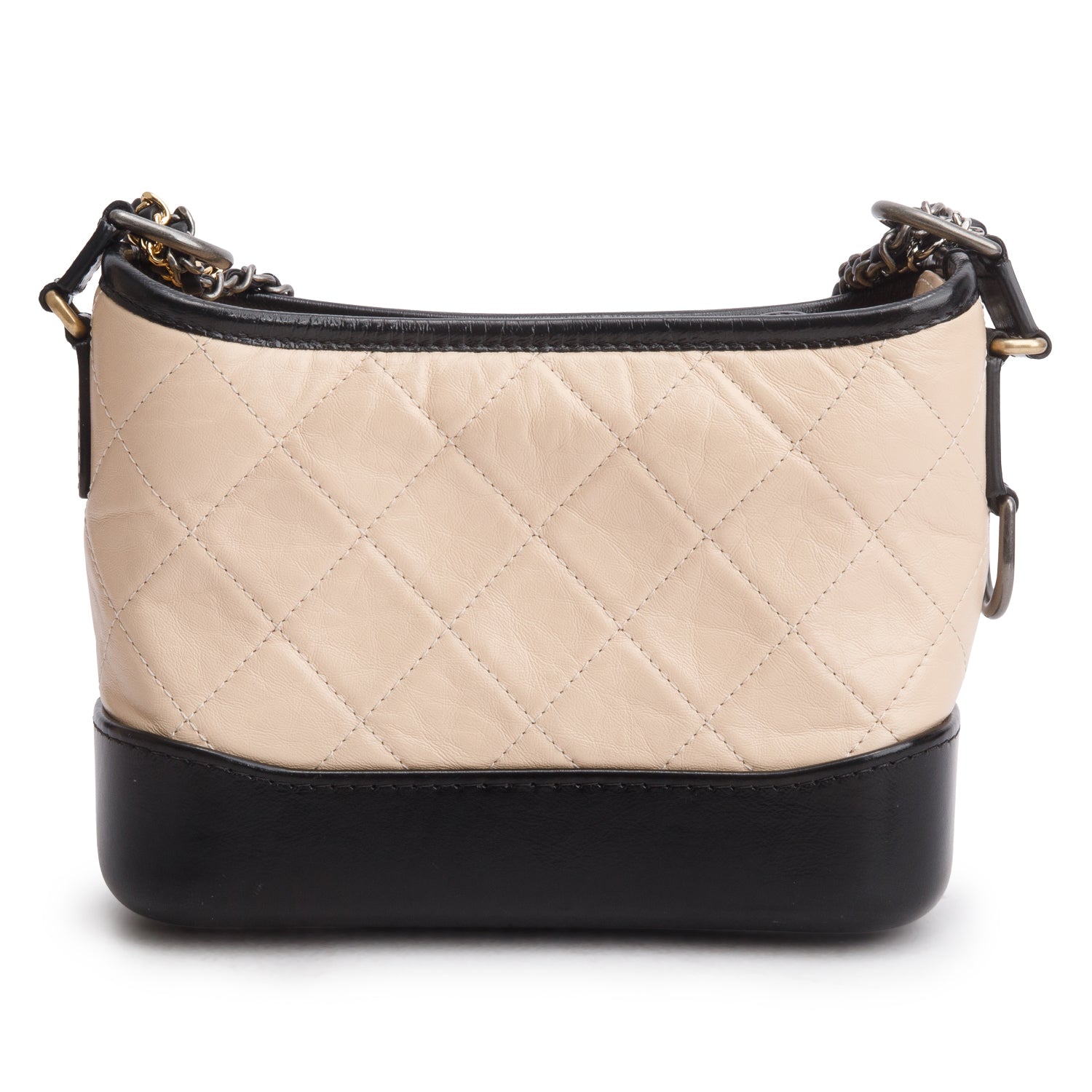 Chanel 2020 Black & Beige Aged Calfskin Leather Small Gabrielle Hobo