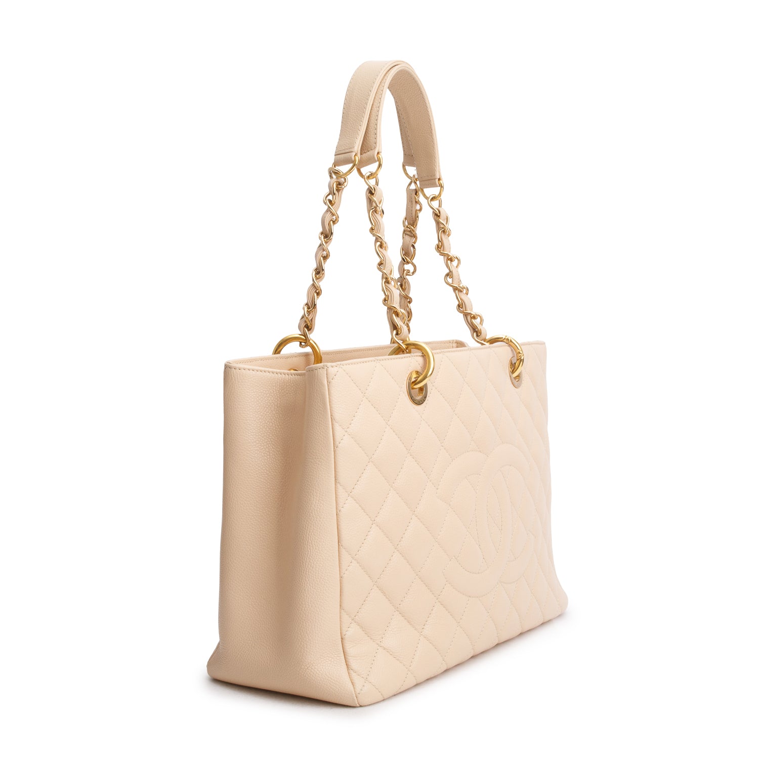 Chanel Beige Caviar Leather Grand Shopping Tote (GST) w/ Authenticity Card