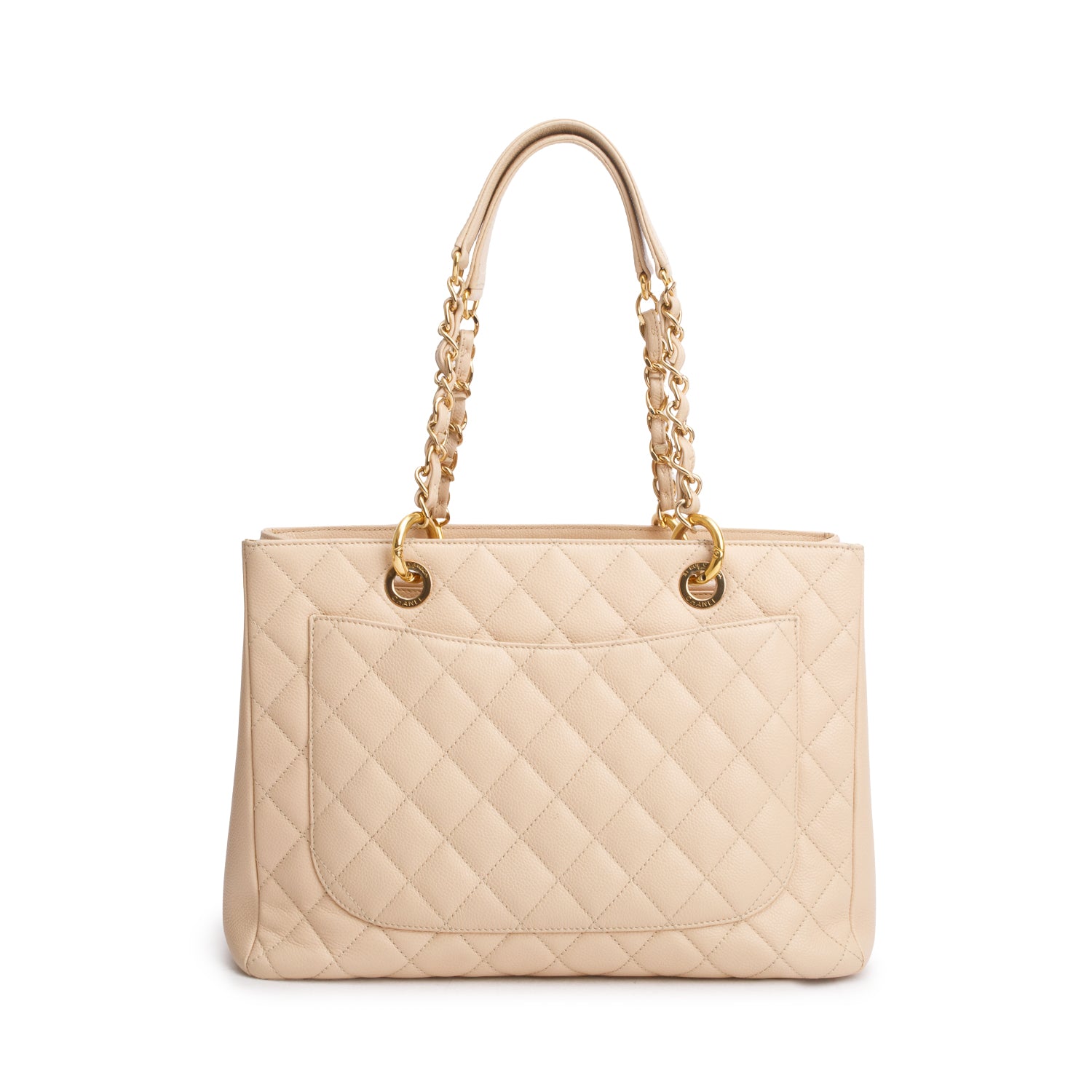 Chanel Beige Caviar Leather Grand Shopping Tote (GST) w/ Authenticity Card