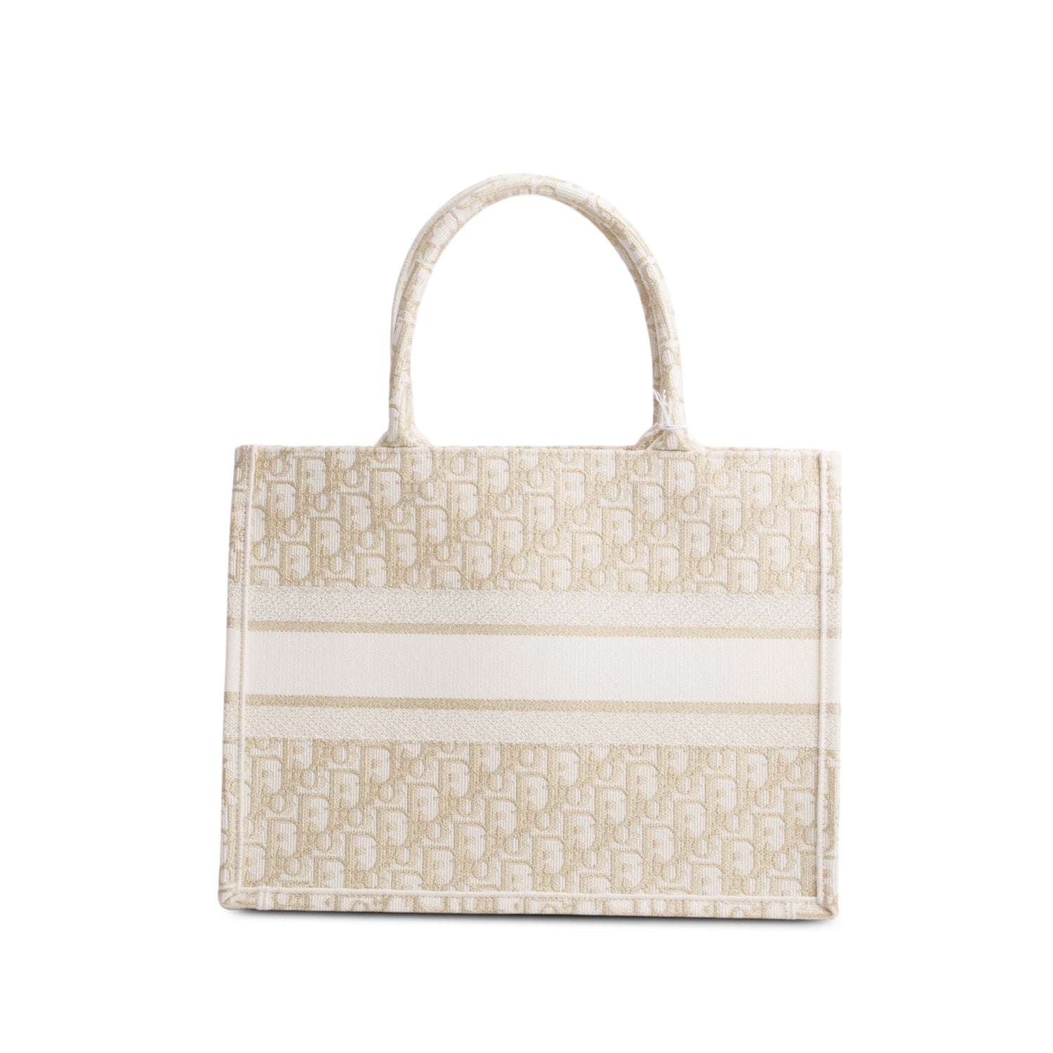 Christian Dior 2023 Gold Oblique Embroidery Medium Book Tote