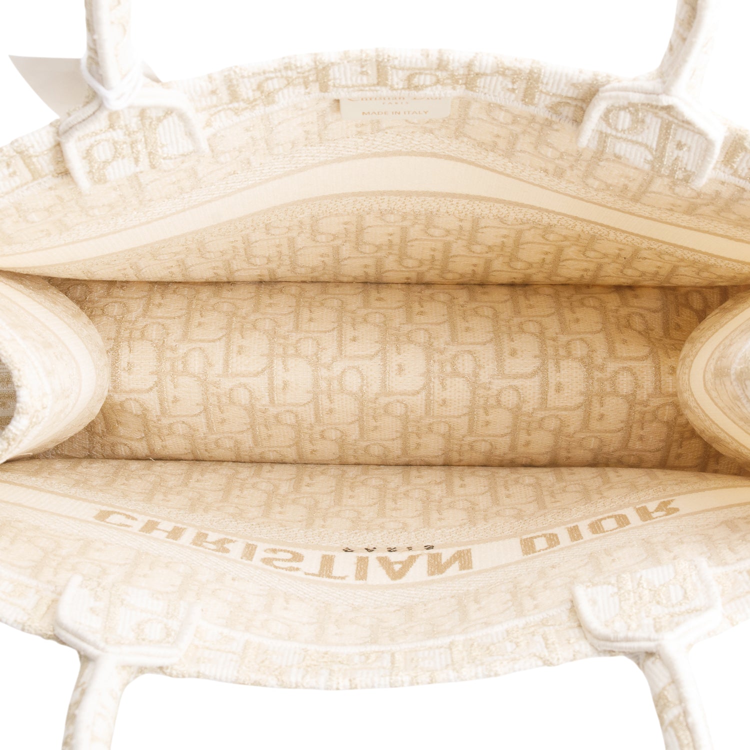 Christian Dior 2023 Gold Oblique Embroidery Medium Book Tote