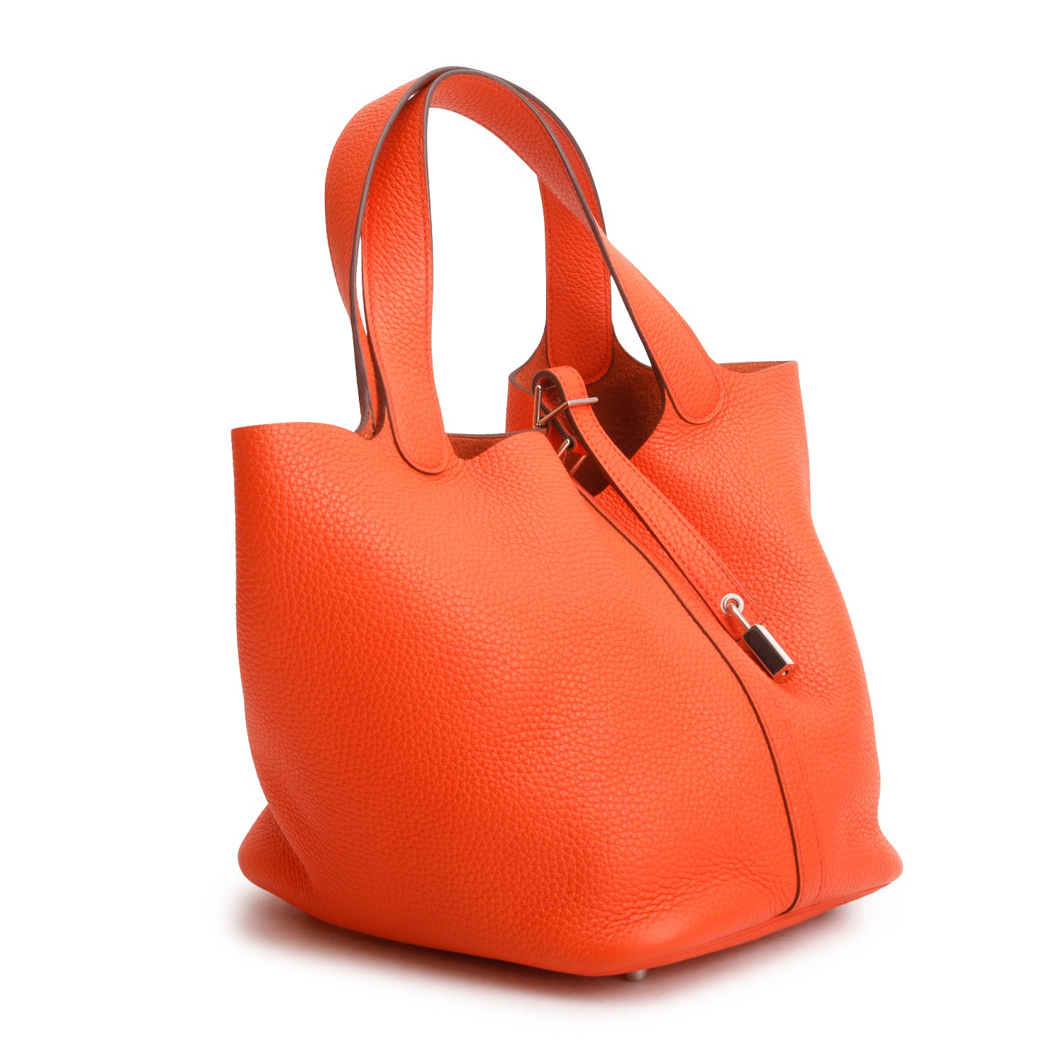 Hermes Burnt Orange Taurillon Clemence Picotin Lock 22 w/ Box