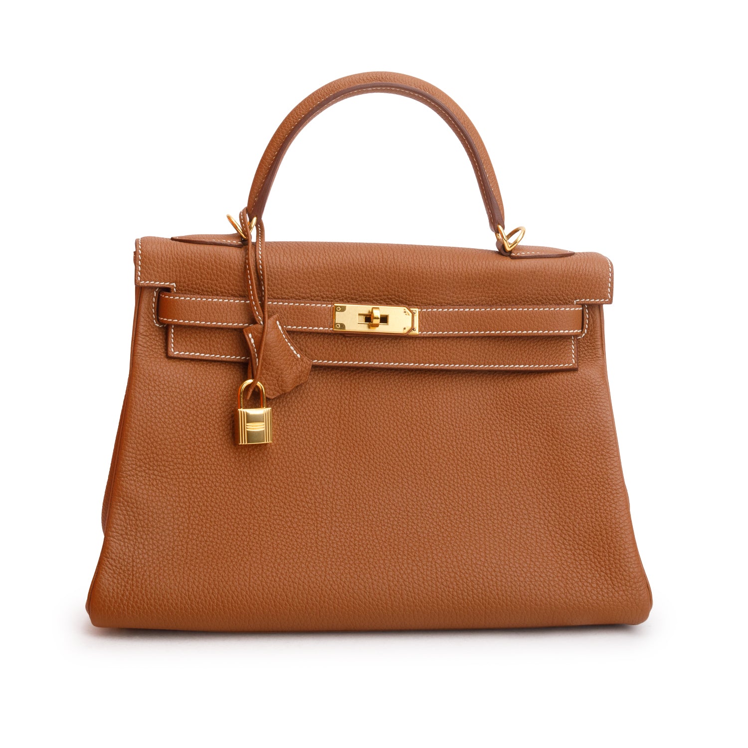 Hermes Gold Togo Kelly Retourne 32 w/ Box & Strap