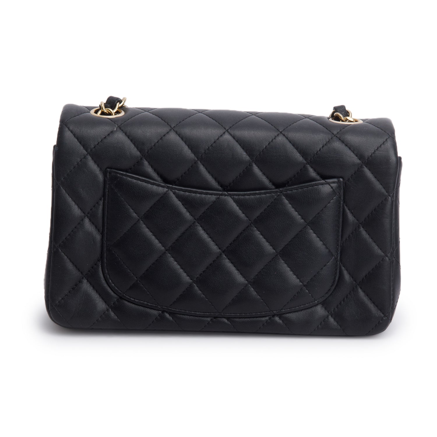 Chanel Black Lambskin Quilted Mini Rectangular Flap Bag w/ Box