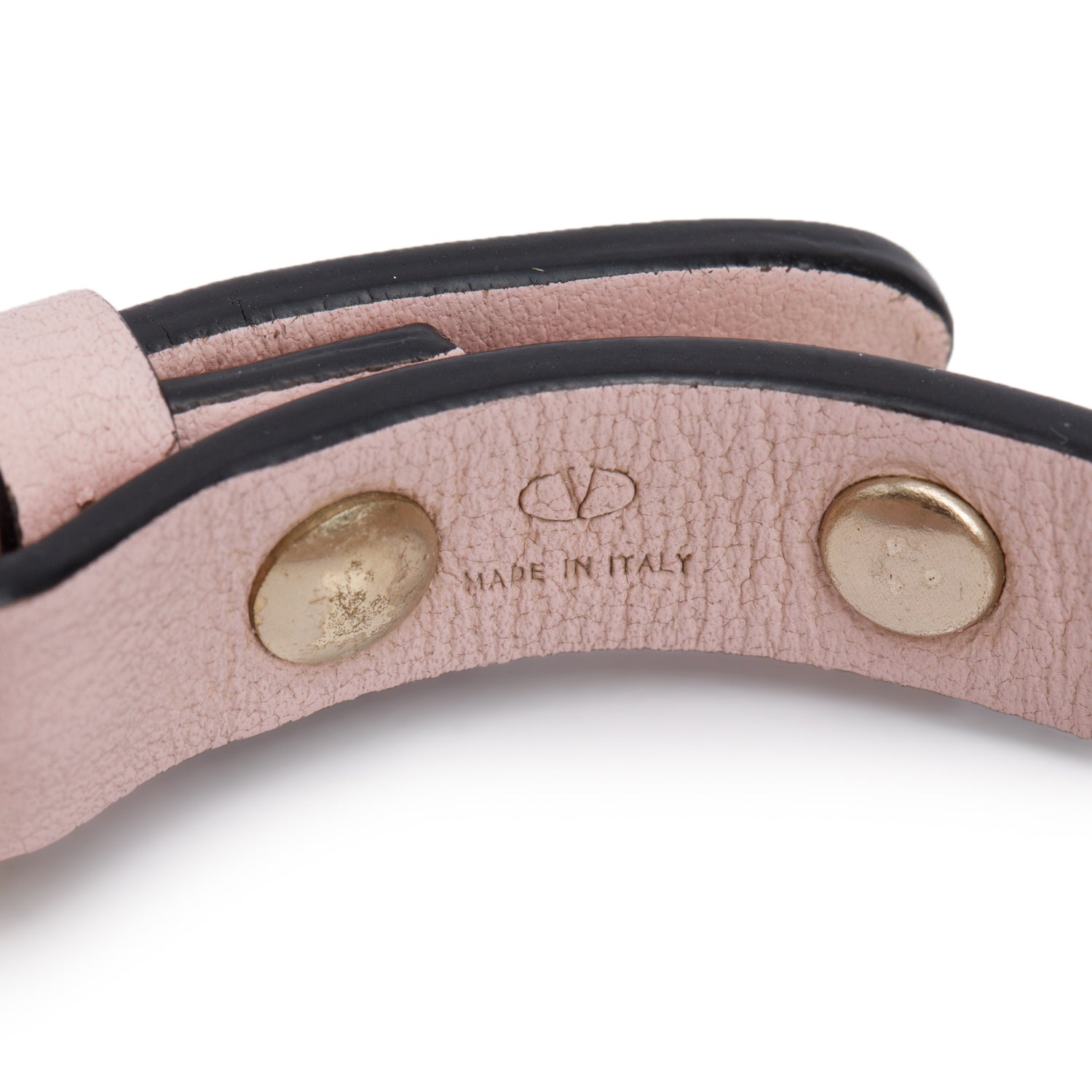 Valentino Gold Plated Pink Leather Rockstud Wrap Bracelet w/ Box