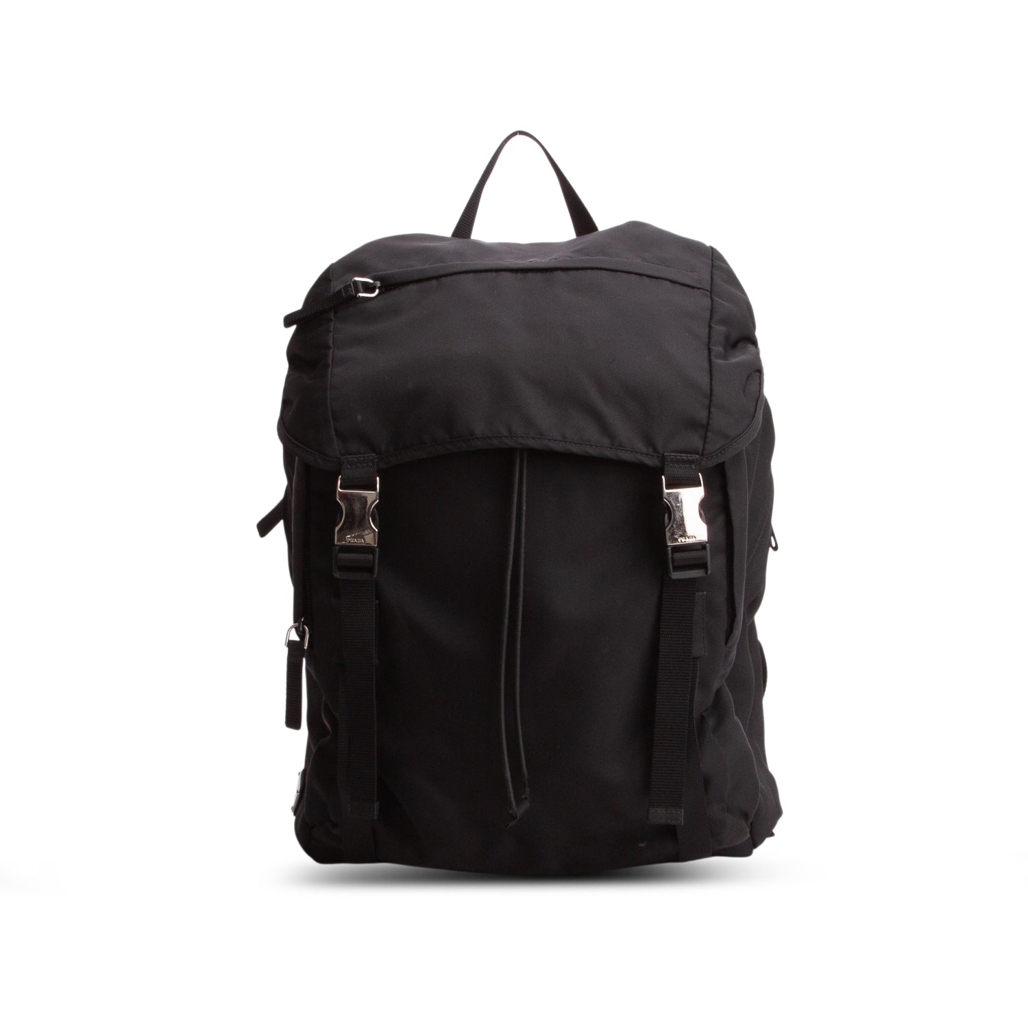 Prada Black Nylon Montagna Double Buckle Backpack w/ Authenticity Card
