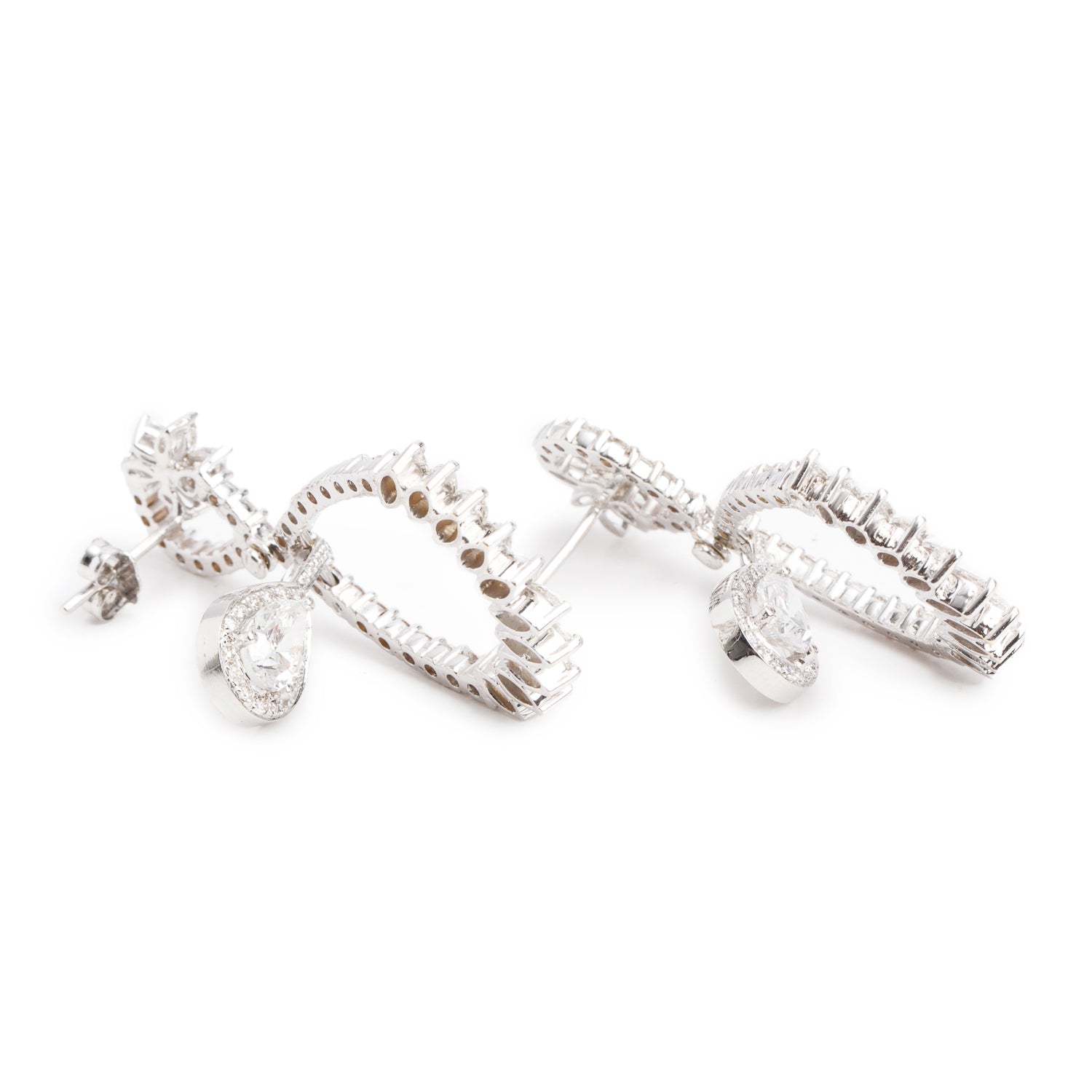 18k White Gold 9.77 tcw. Diamond Drop Earrings