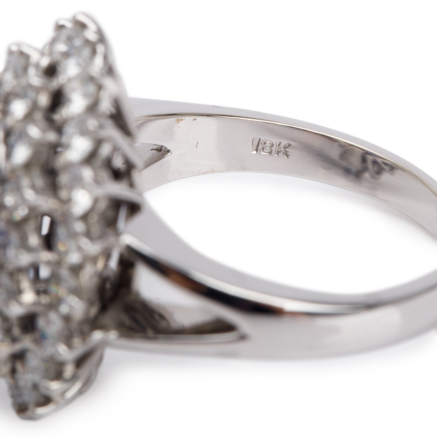 18k White Gold Blue Sapphire and Diamond Ring, Size 6.5