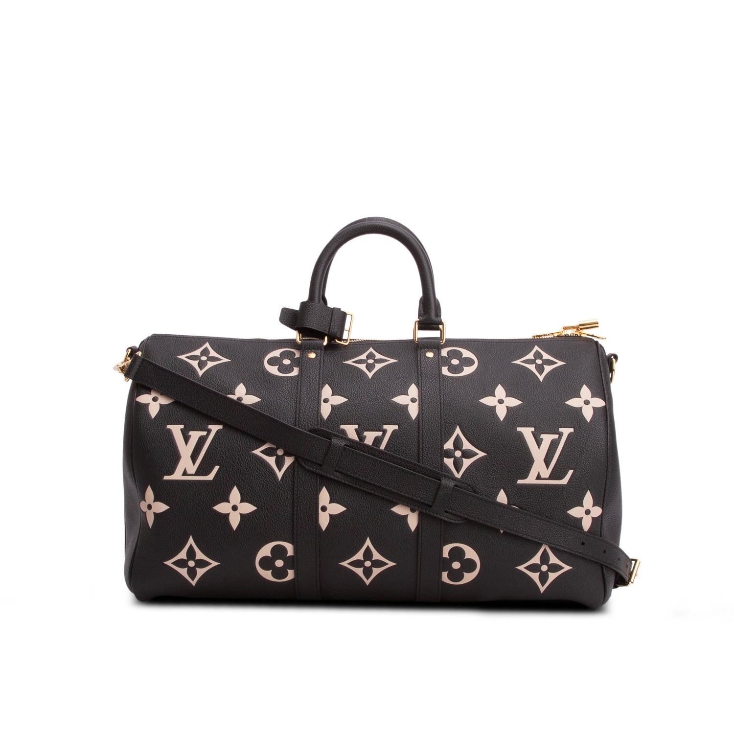 Louis Vuitton Black Empreinte Monogram Giant Keepall Bandouliere 45 w/ Strap