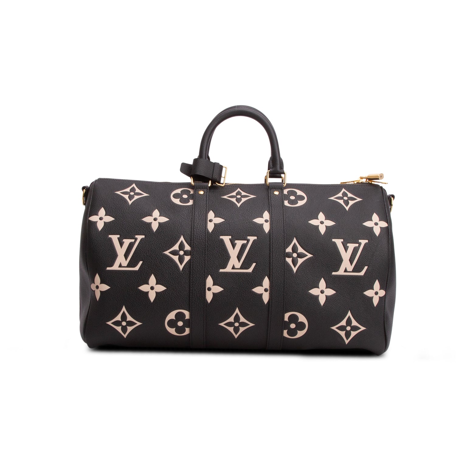 Louis Vuitton Black Empreinte Monogram Giant Keepall Bandouliere 45 w/ Strap