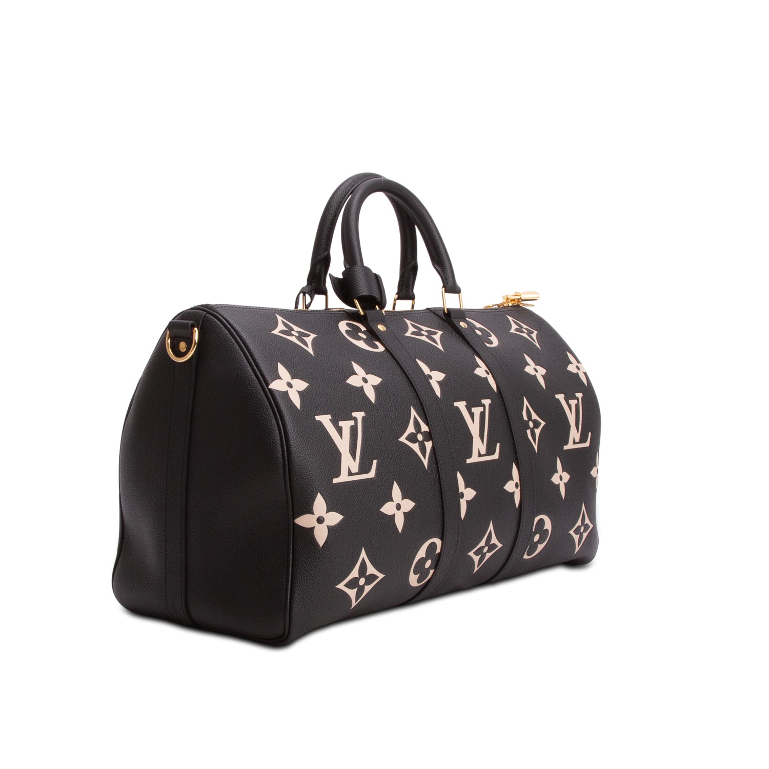 Louis Vuitton Black Empreinte Monogram Giant Keepall Bandouliere 45 w/ Strap