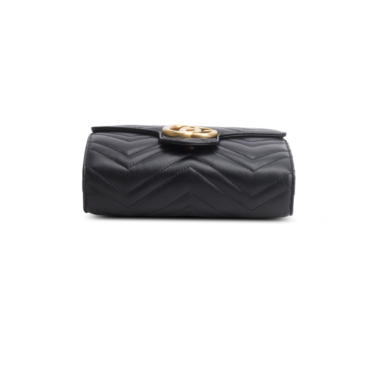 Gucci Black Calfskin Matelasse GG Marmont Wallet on Chain