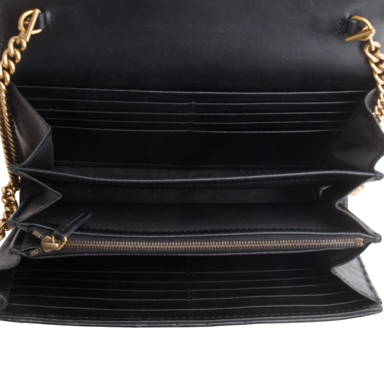Gucci Black Calfskin Matelasse GG Marmont Wallet on Chain