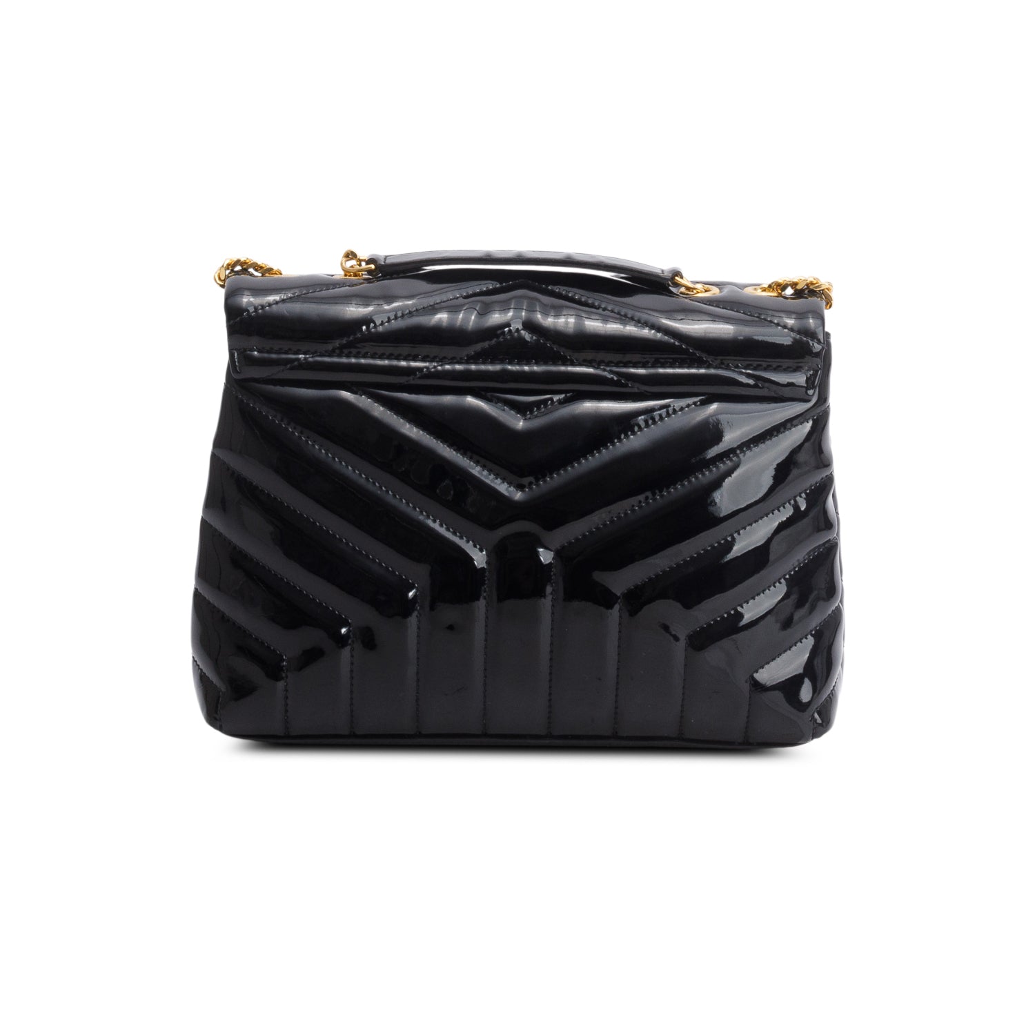 Saint Laurent 2020 Black Patent Y Quilted Monogram Small Loulou Crossbody Bag