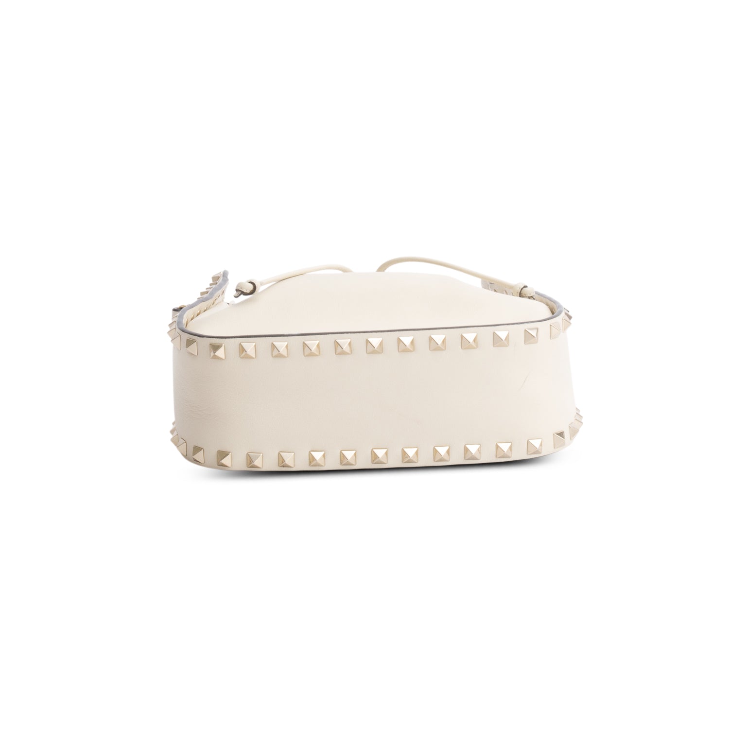 Valentino Cream Vitello Calfskin Rockstud Bucket Bag