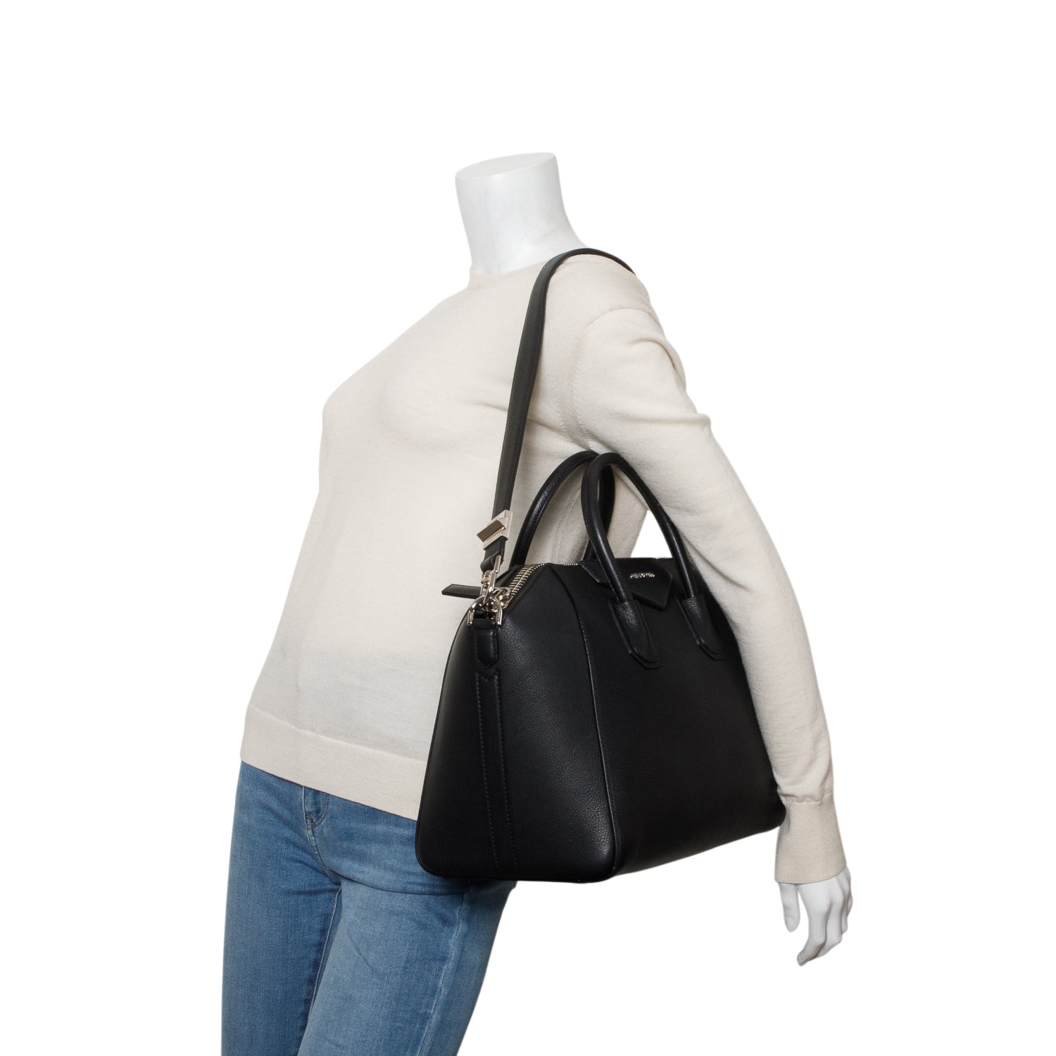 Givenchy Black Sugar Goatskin Leather Medium Antigona w/ Strap