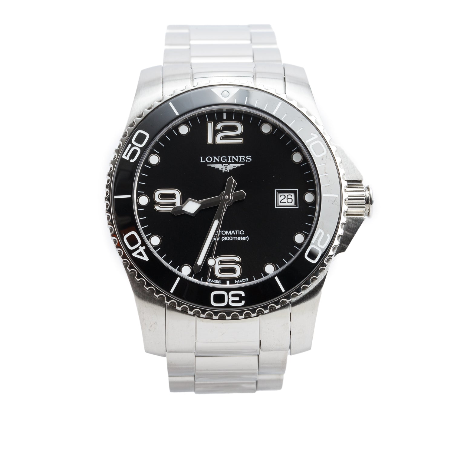 Longines 2025 Stainless Steel HydroConquest 41 MM Automatic Watch Black Dial w/ Box & Papers