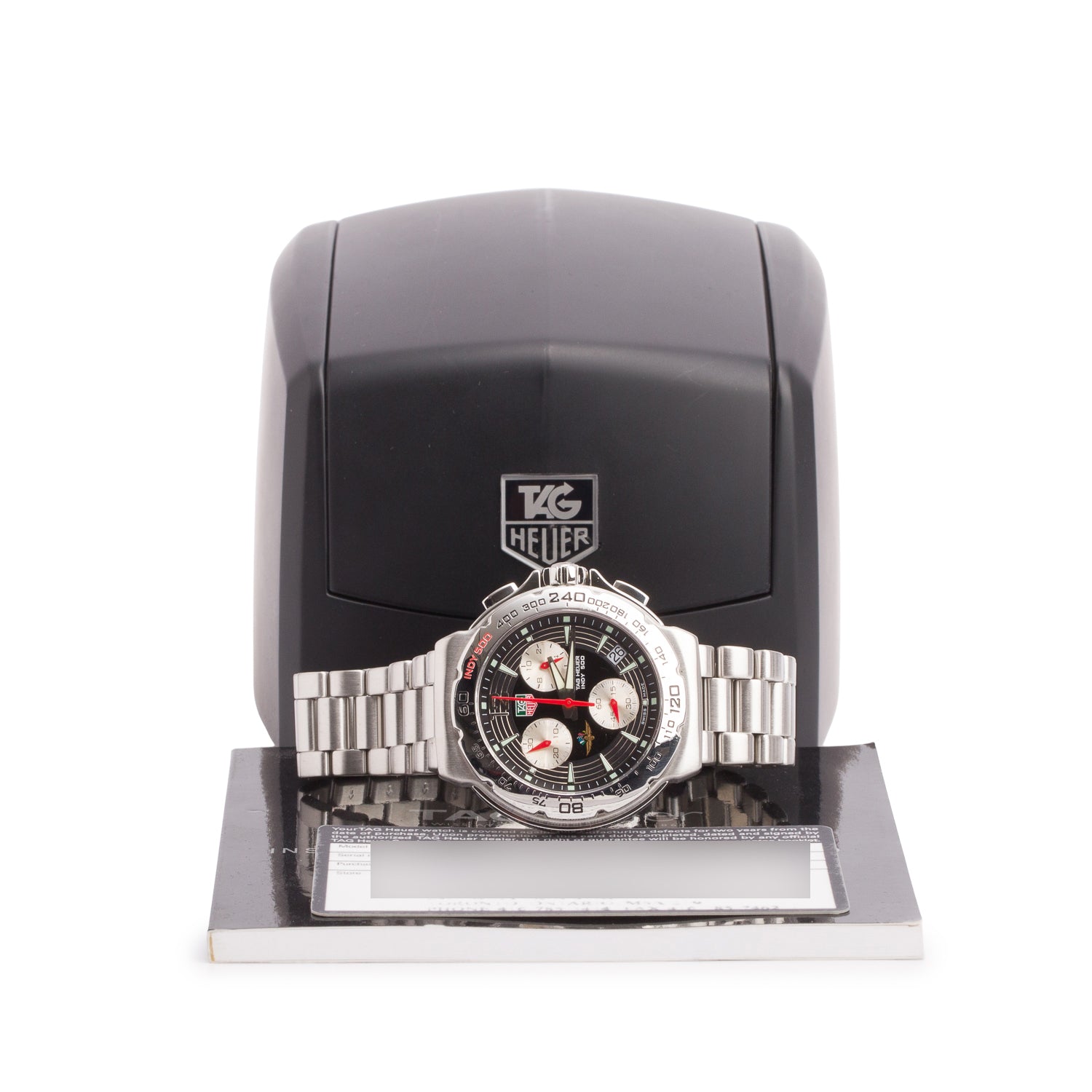 Tag Heuer Limited Edition Stainless Steel Formula 1 X Indy 500 43 MM Chronograph Quartz Watch Black Dial CAC111B w/ Box & Papers