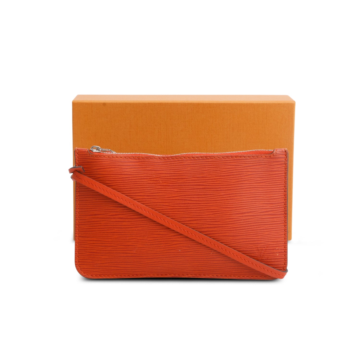 Louis Vuitton Orange Epi Neverfull Pouch w/ Box