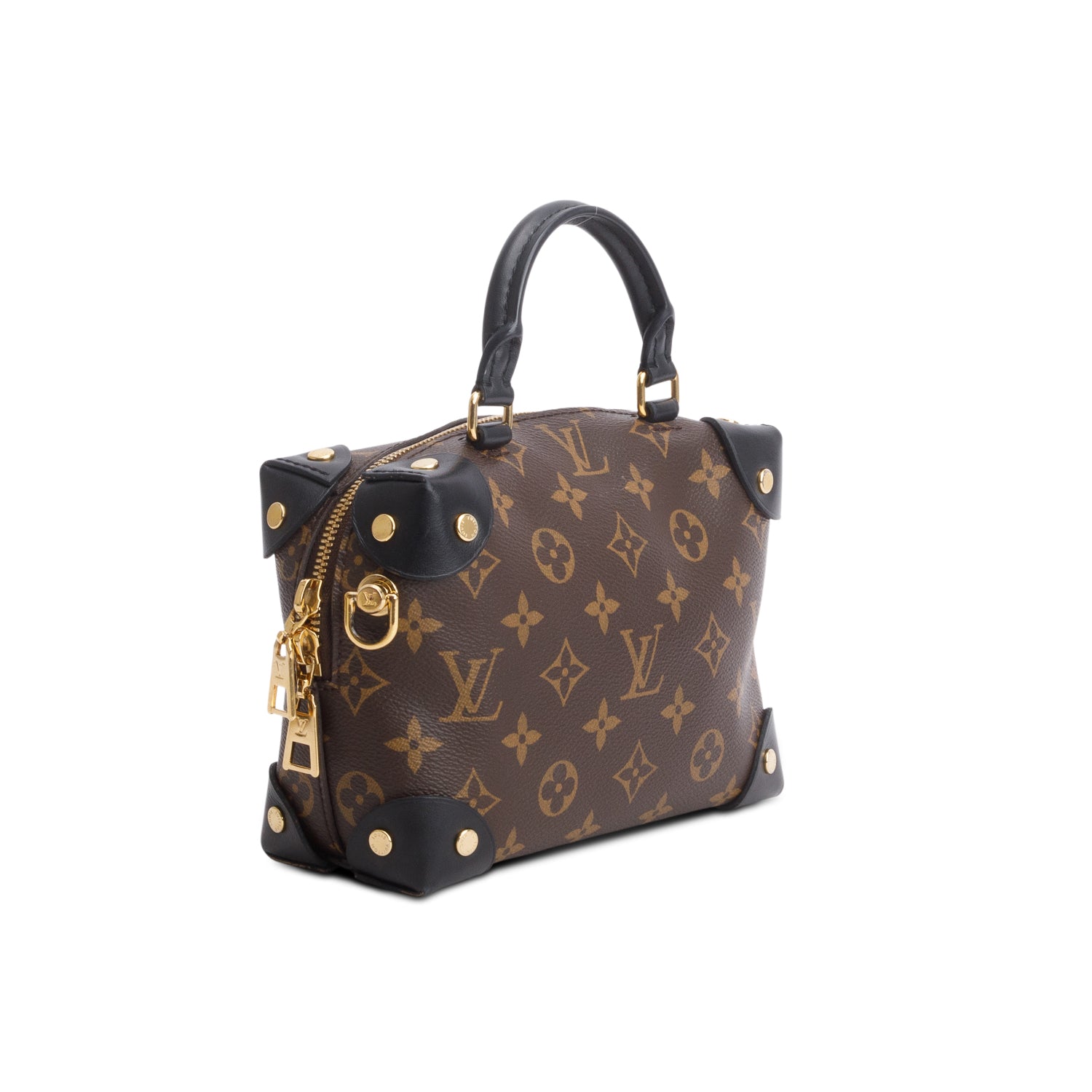 Louis Vuitton Monogram Black Calfskin Petite Malle Souple Bag w/ Straps