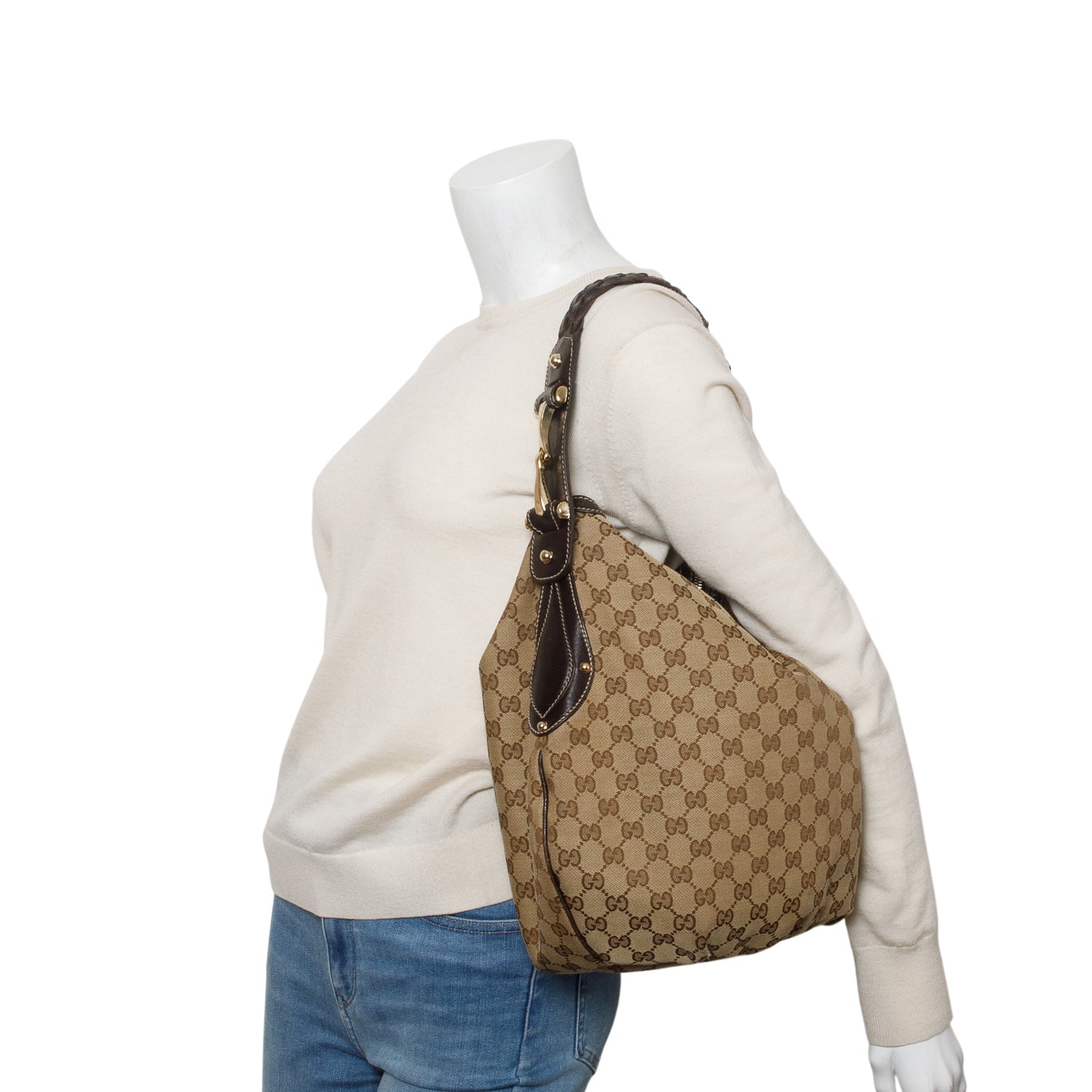 Gucci Brown Monogram Medium Pelham Hobo