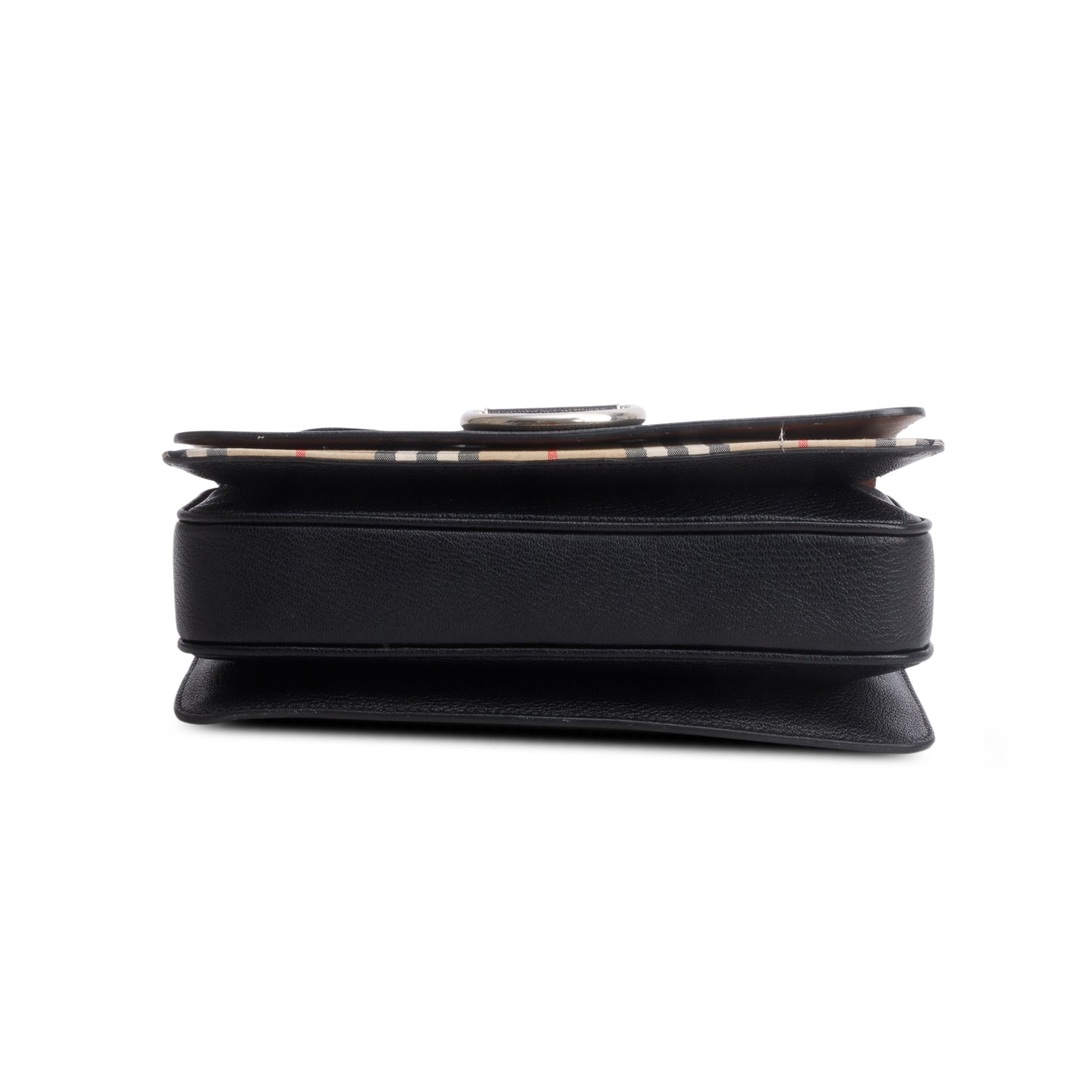 Burberry Black Goatskin Vintage Check Medium D-Ring Bag