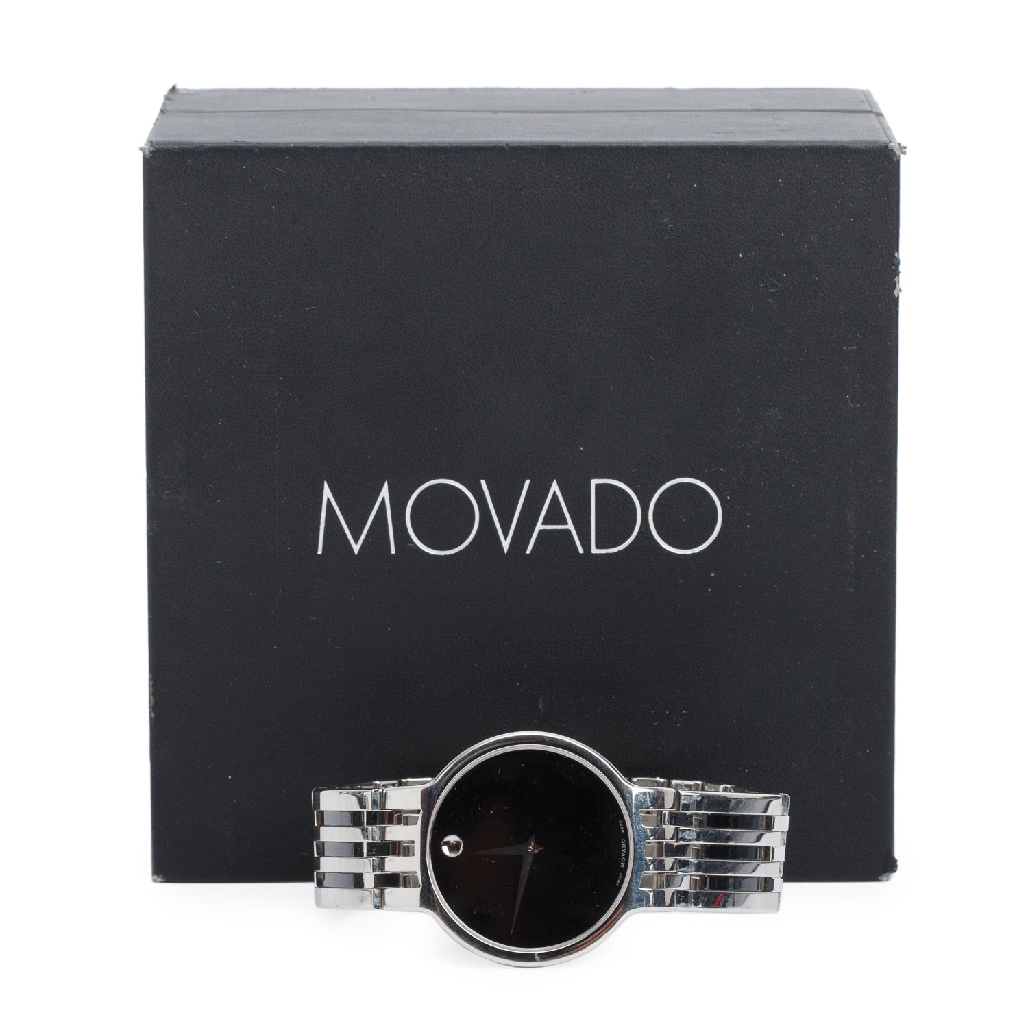 Movado Stainless Steel Esperanza 38 MM Quartz Watch Black Dial w/ Box