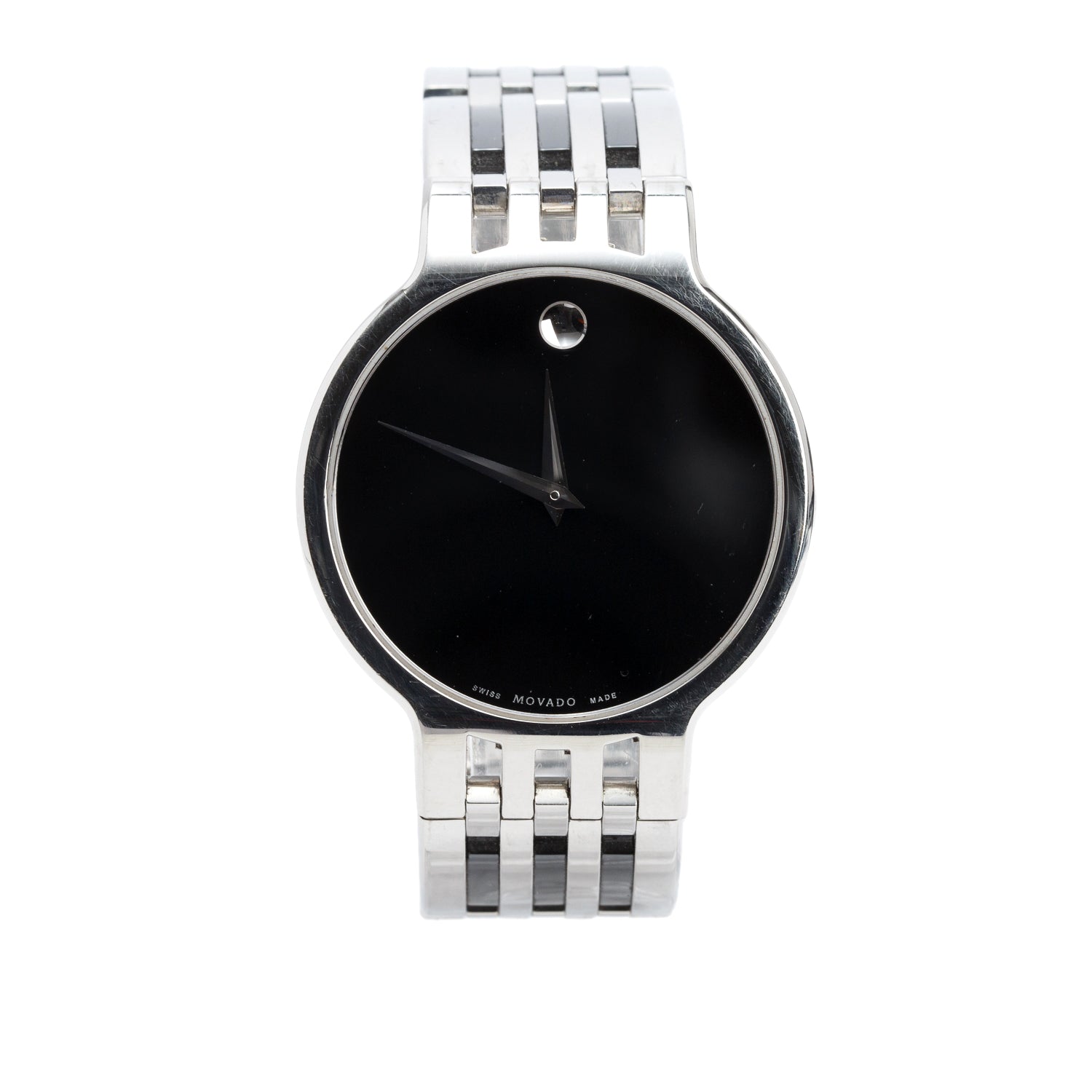 Movado Stainless Steel Esperanza 38 MM Quartz Watch Black Dial w/ Box