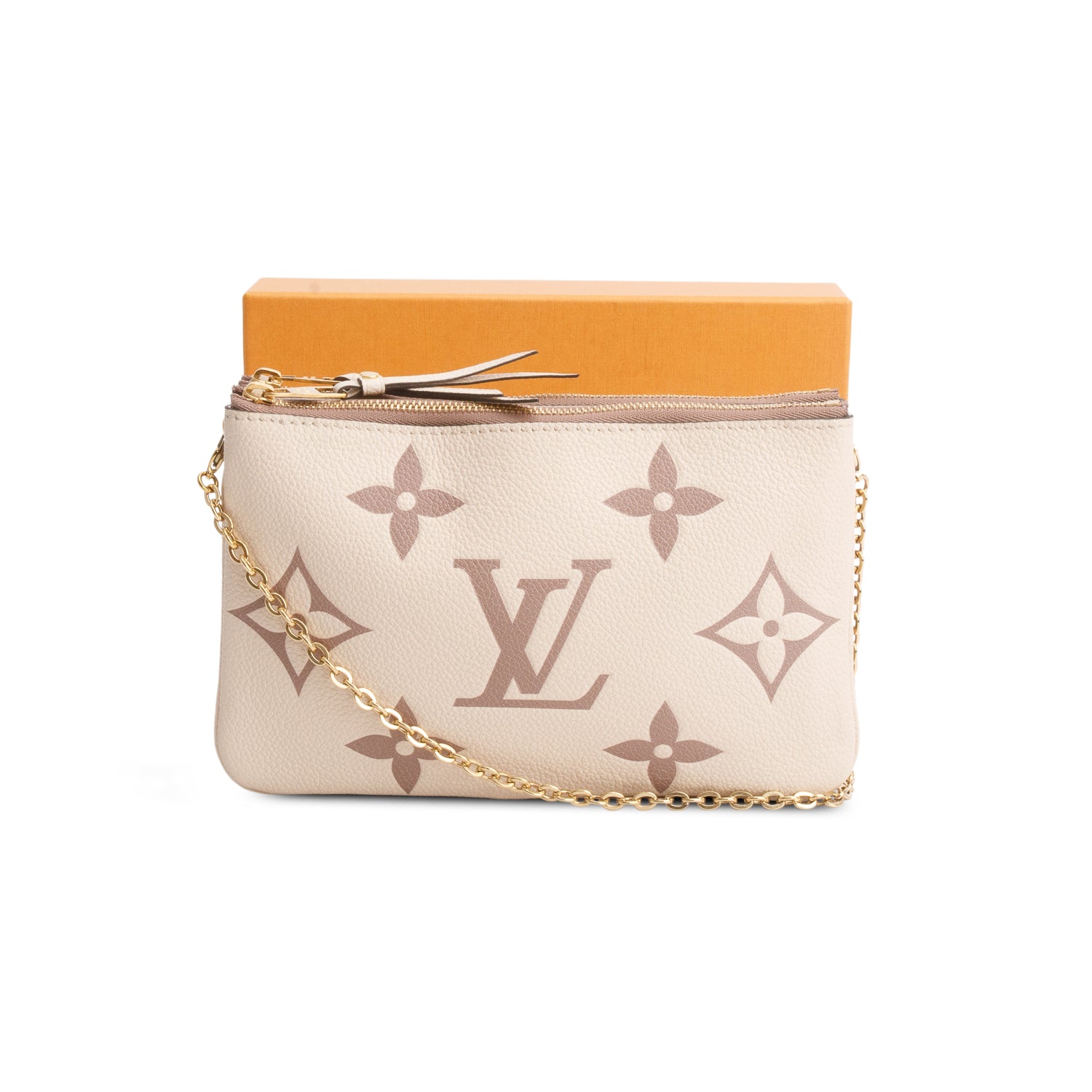 Louis Vuitton 2021 Cream Empreinte Monogram Giant Double Zip Pochette w/ Box & Receipt
