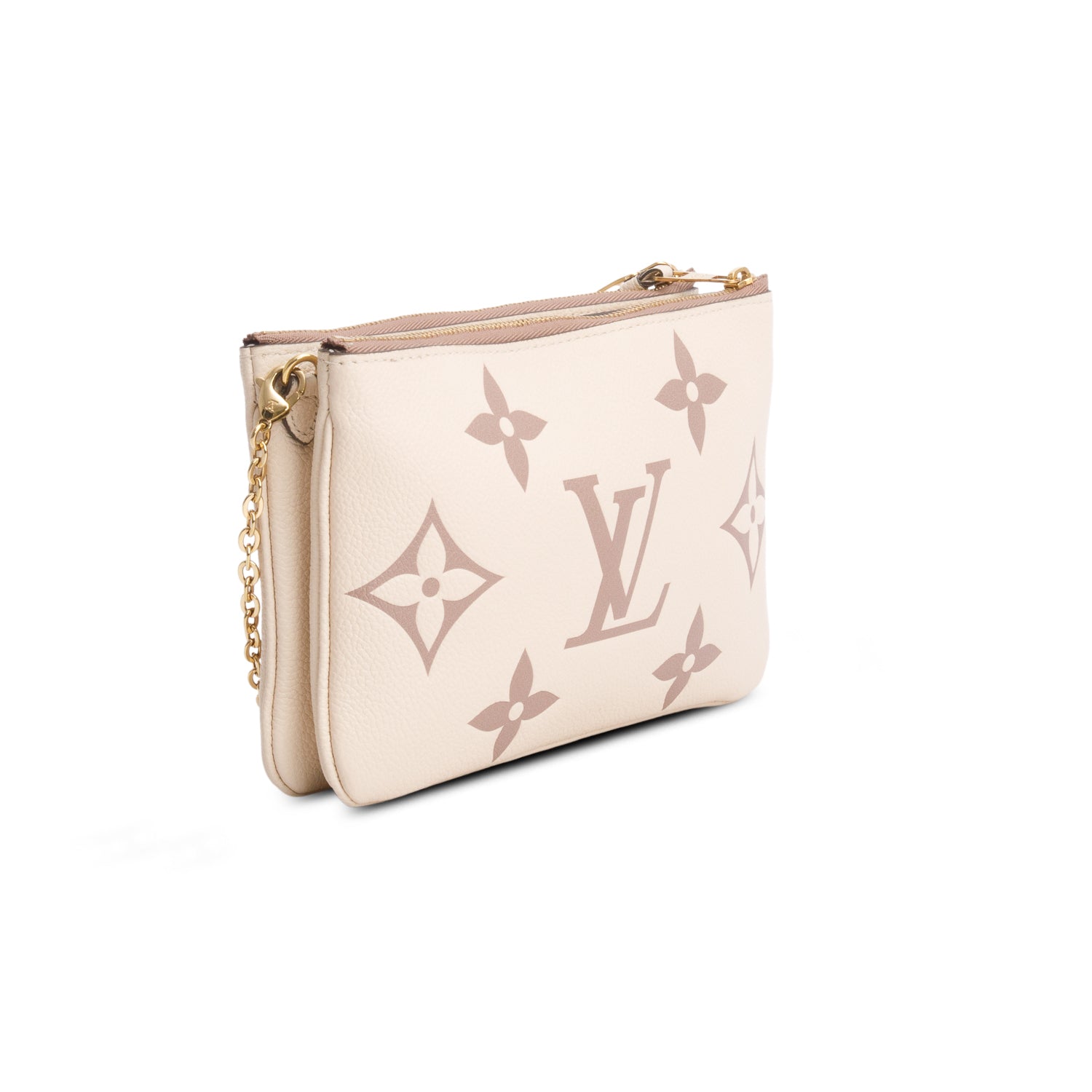 Louis Vuitton 2021 Cream Empreinte Monogram Giant Double Zip Pochette w/ Box & Receipt