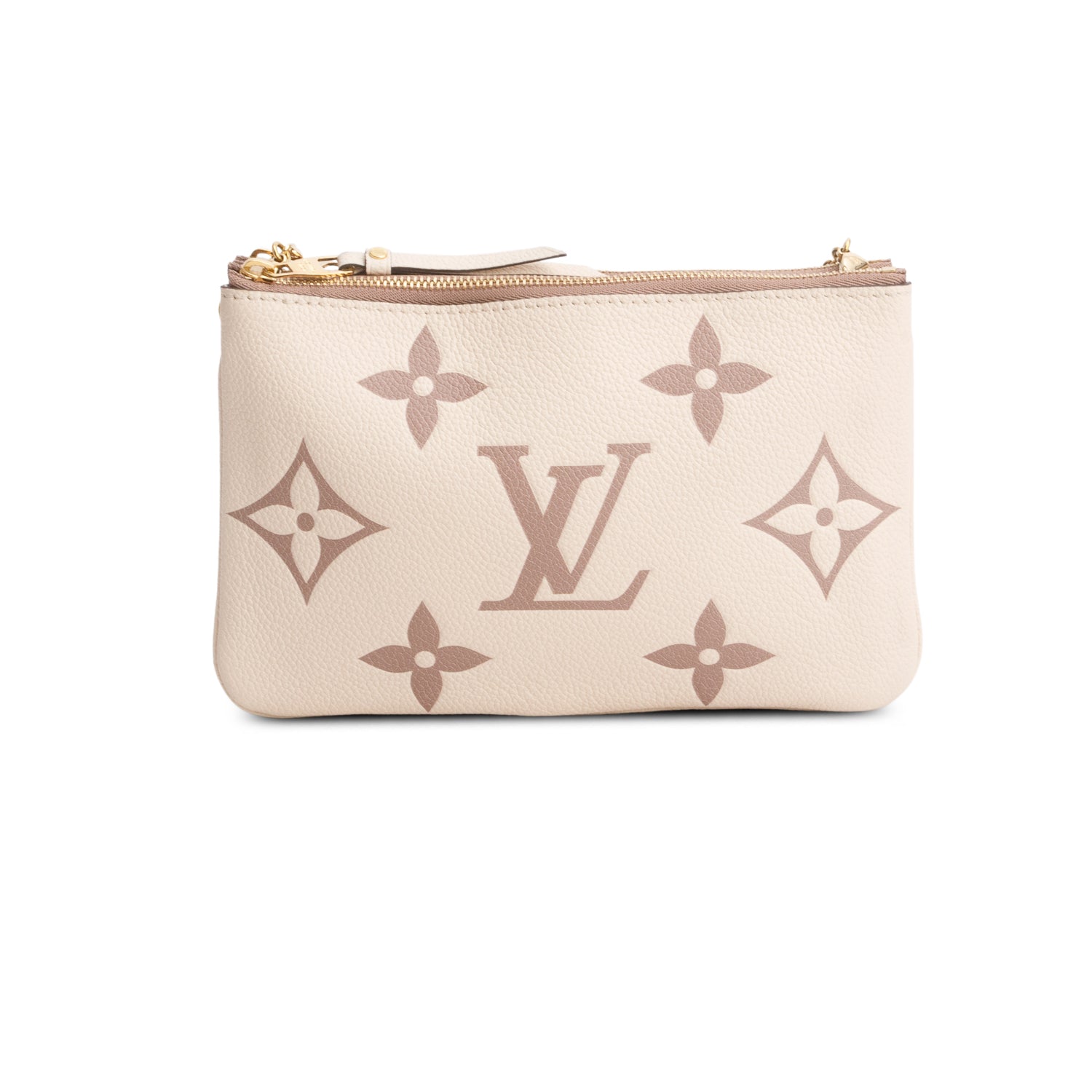 Louis Vuitton 2021 Cream Empreinte Monogram Giant Double Zip Pochette w/ Box & Receipt