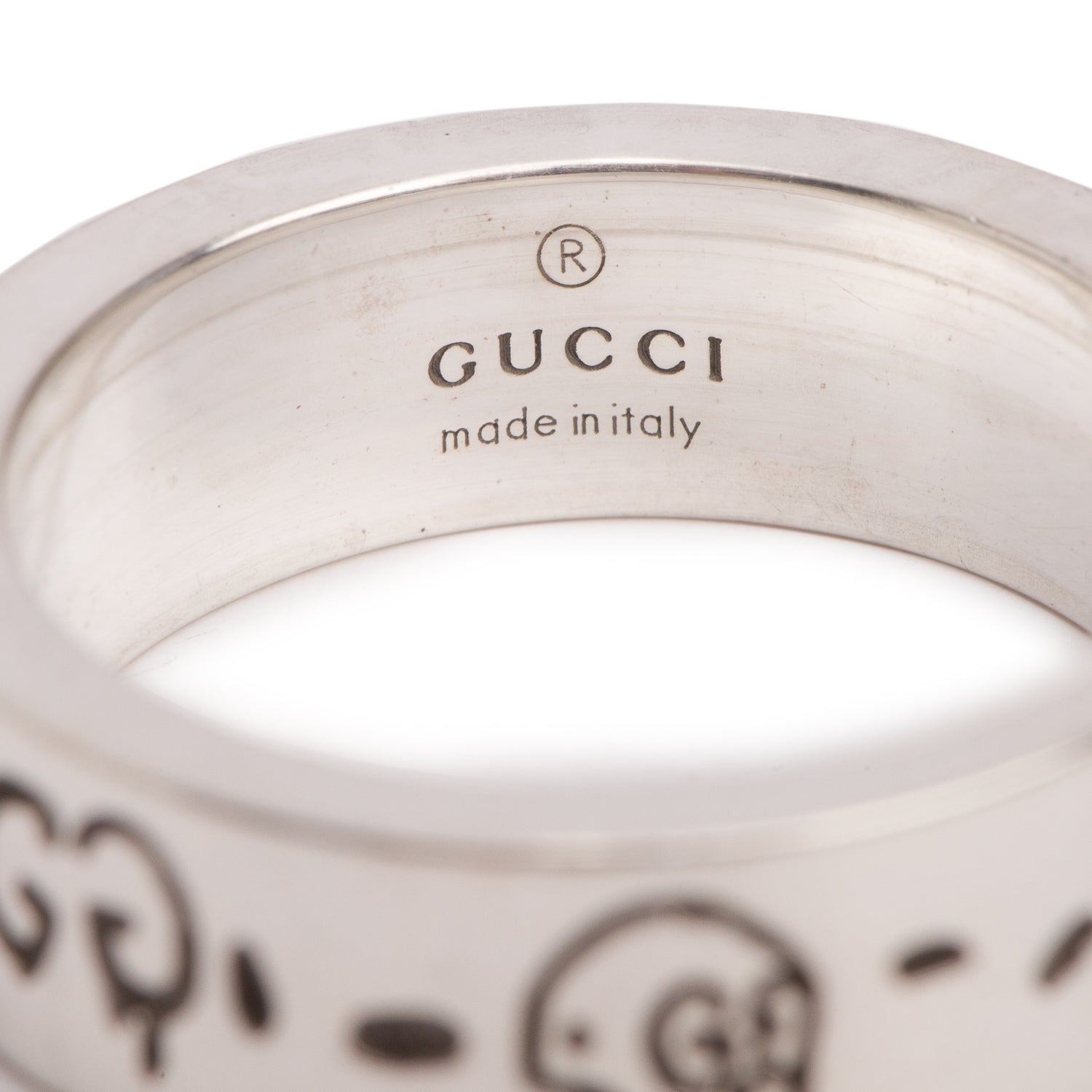 Gucci Sterling Silver Ghost Ring, Size 14 6.75