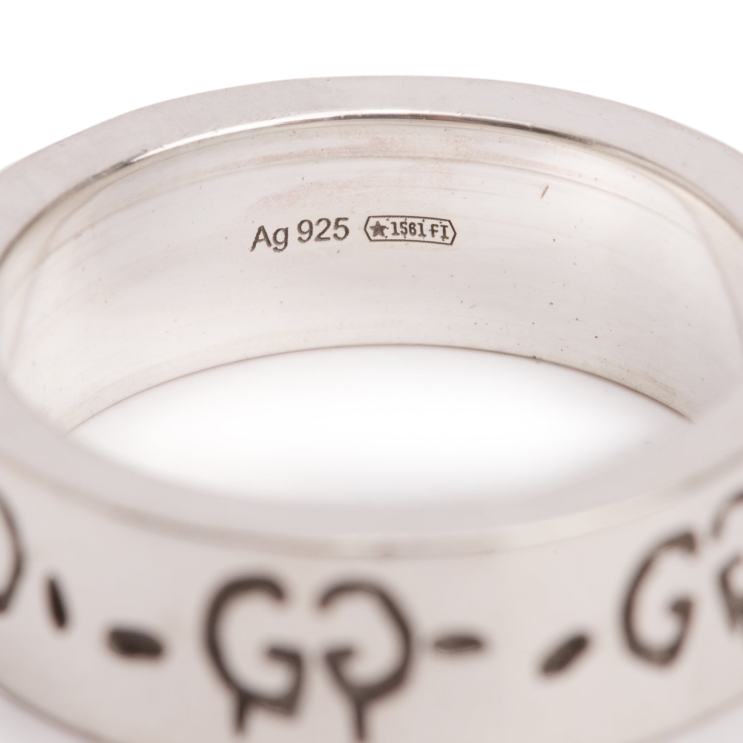 Gucci Sterling Silver Ghost Ring, Size 14 6.75