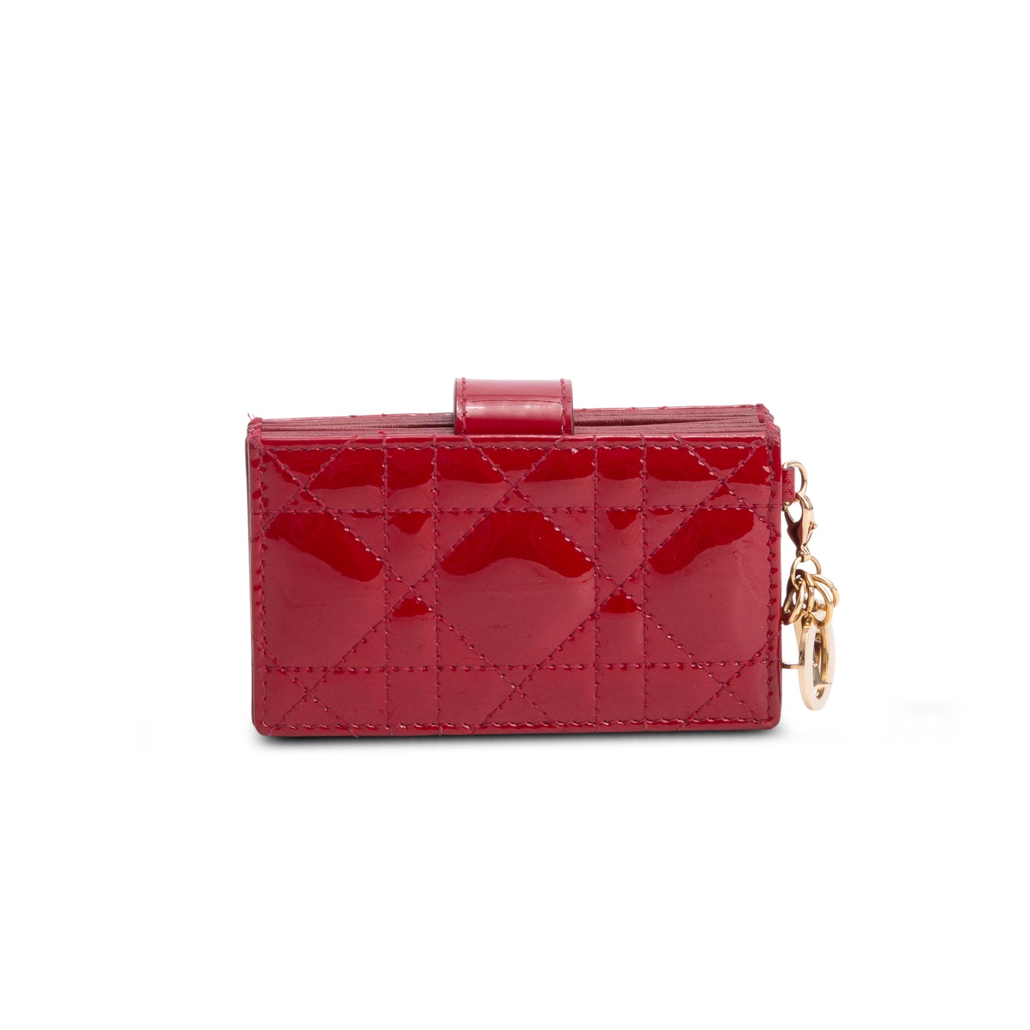 Christian Dior 2021 Red Patent Leather Cannage Monochrome Lady Dior Jasmine 5-Gusset Card Holder
