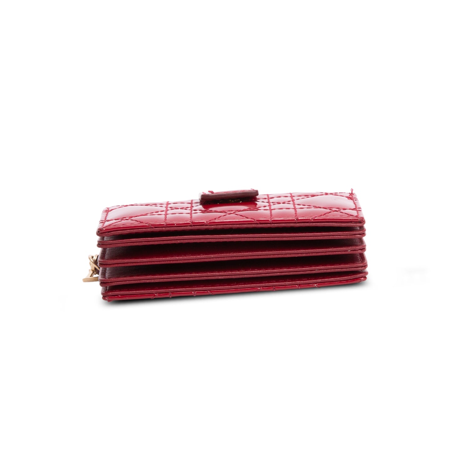 Christian Dior 2021 Red Patent Leather Cannage Monochrome Lady Dior Jasmine 5-Gusset Card Holder