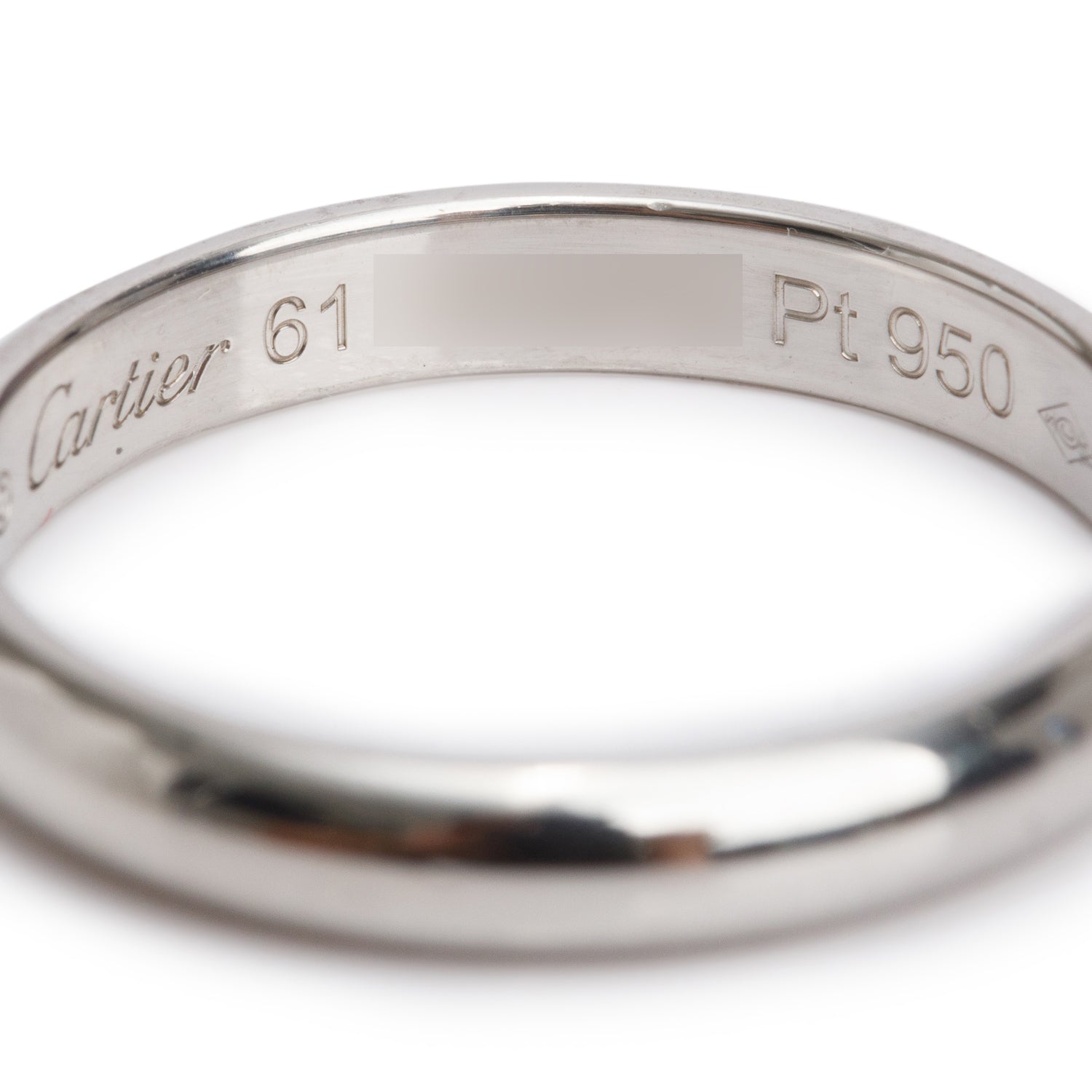 Cartier Platinum 1895 3.5 MM Wedding Band Ring, Size 61 9.5