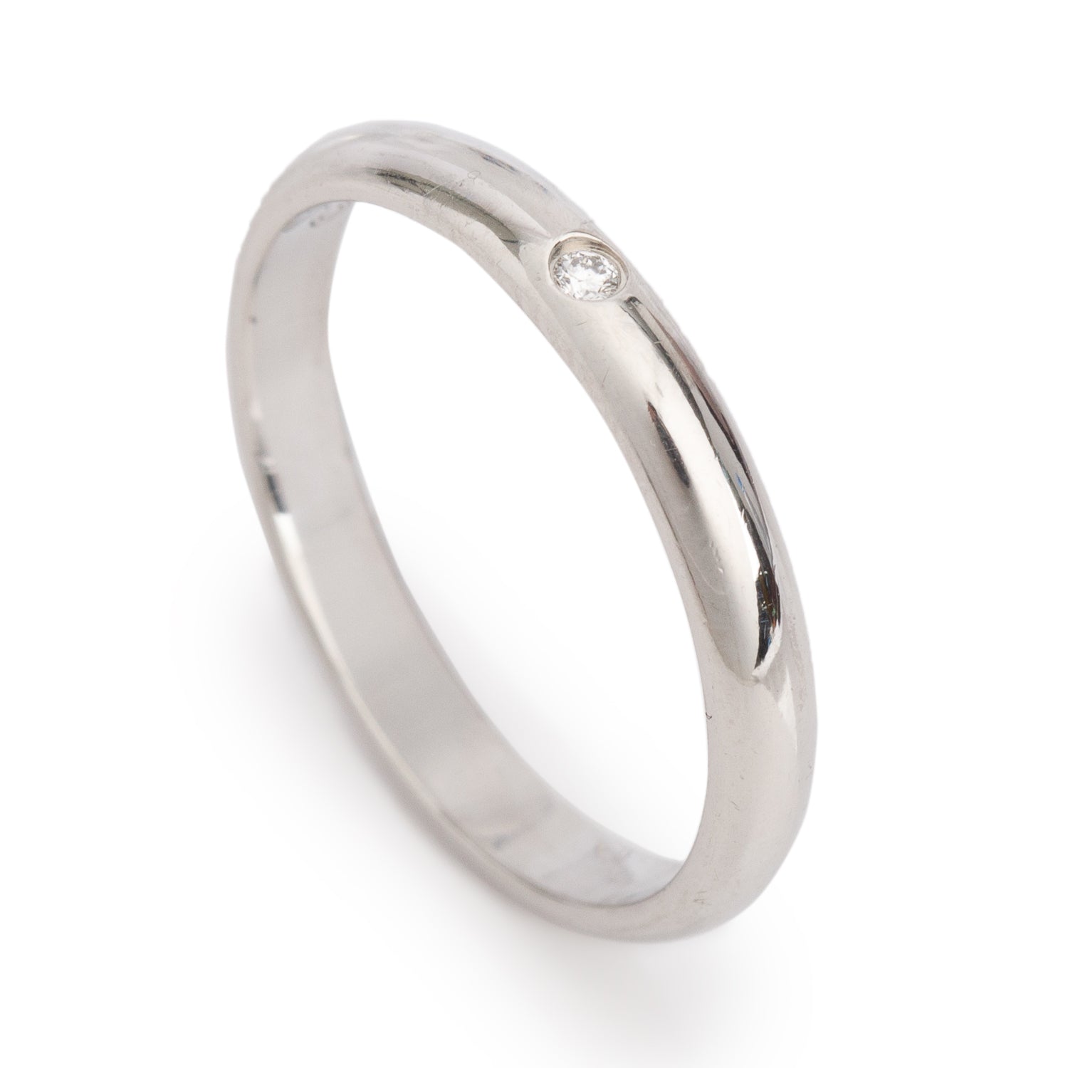 Cartier Platinum 1 Diamond 1895 2.6 MM Wedding Band Ring, Size 51 5.75