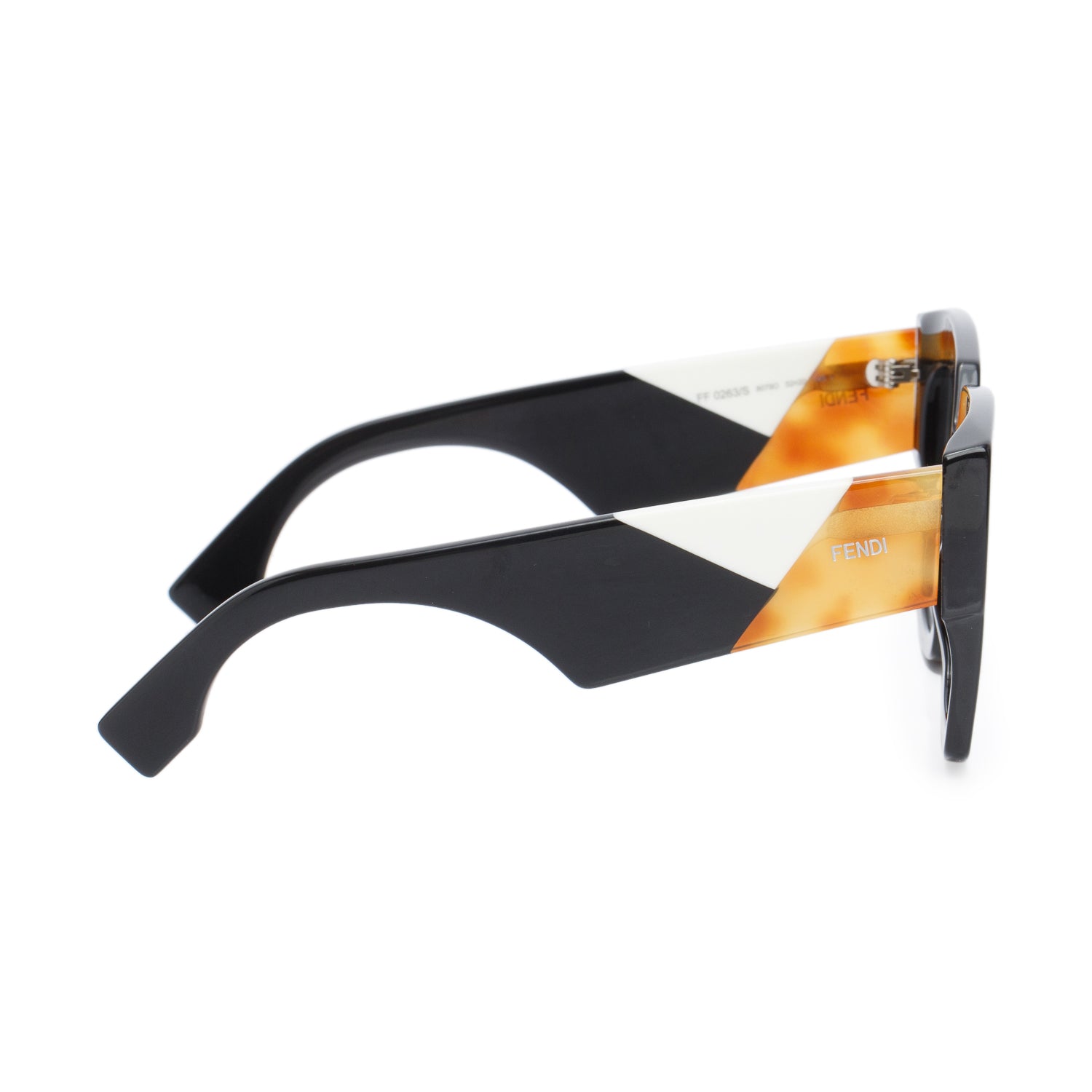 Fendi FF 0263/S Black Acetate Square Oversized Sunglasses w/ Case & Authenticity Card