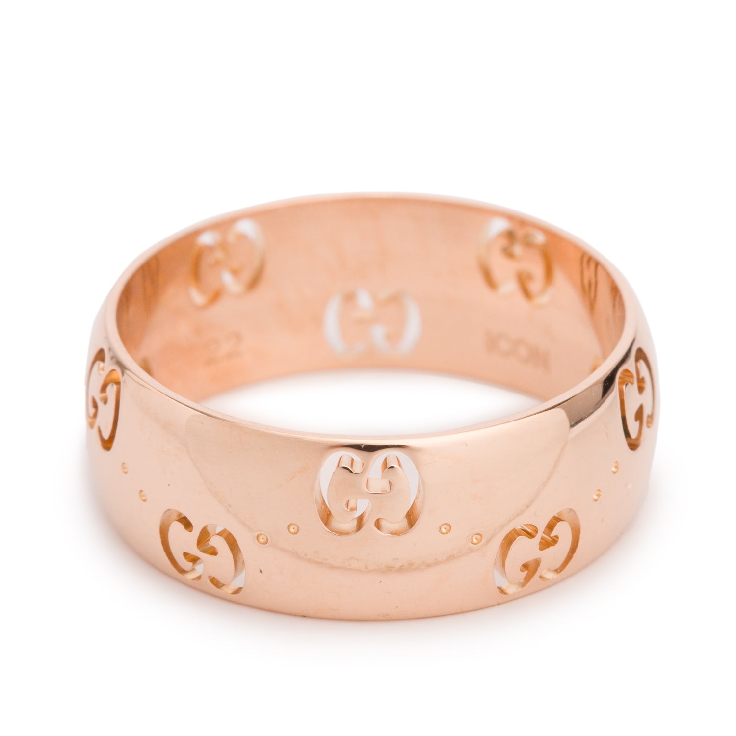 Gucci 18k Yellow Gold Icon 8 MM GG Wide Band Ring, Size 22 9.5 w/ Box