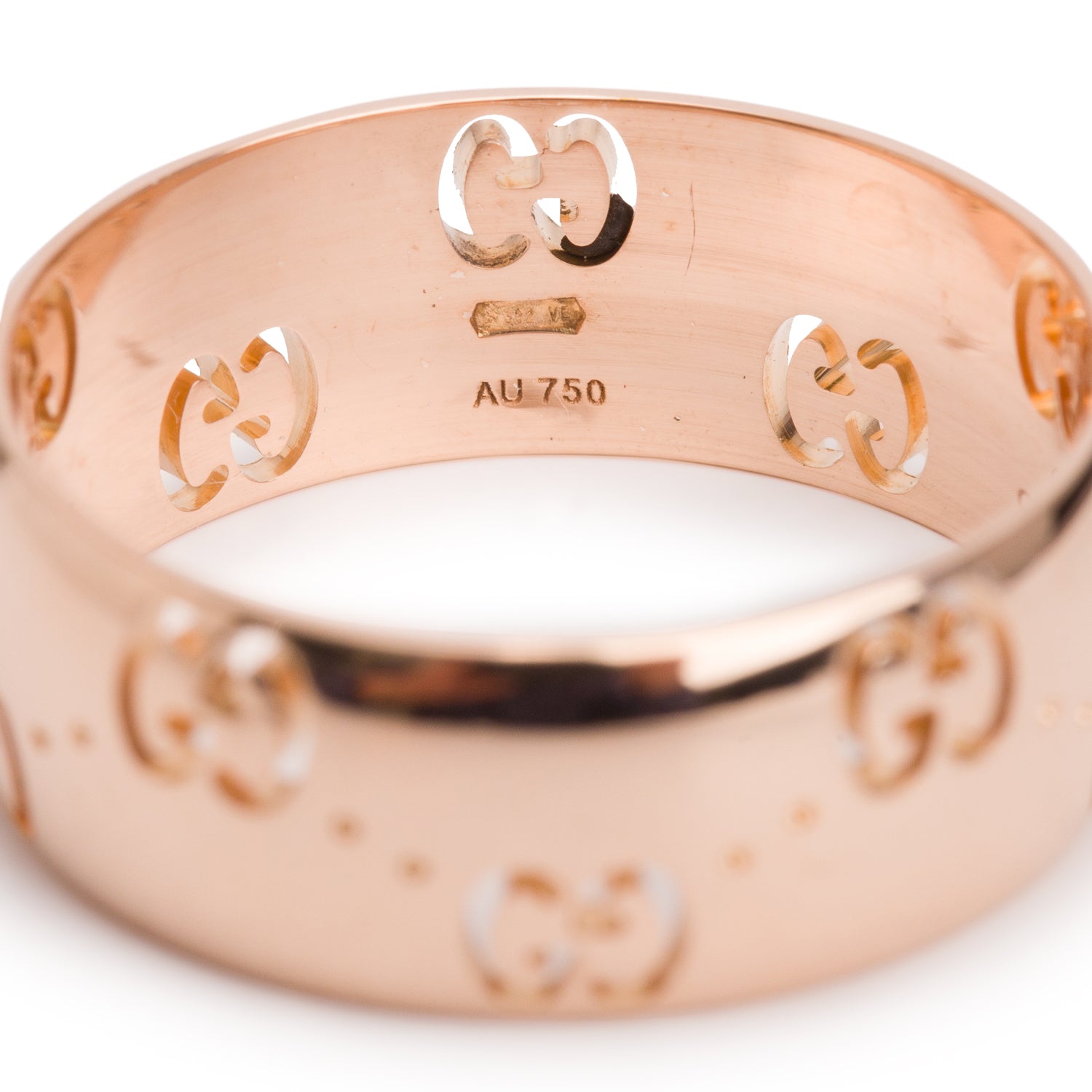 Gucci 18k Yellow Gold Icon 8 MM GG Wide Band Ring, Size 22 9.5 w/ Box