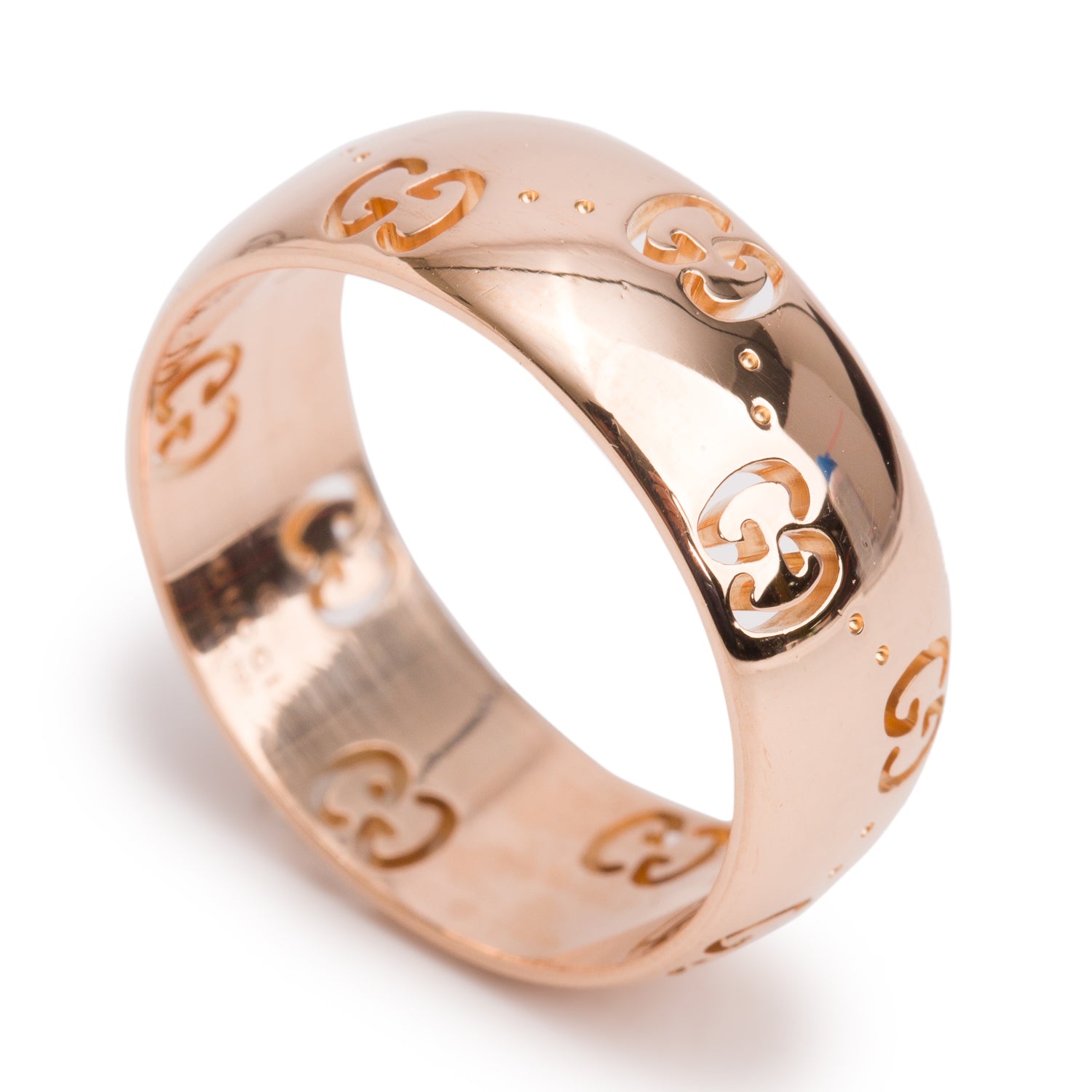 Gucci 18k Yellow Gold Icon 8 MM GG Wide Band Ring, Size 22 9.5 w/ Box