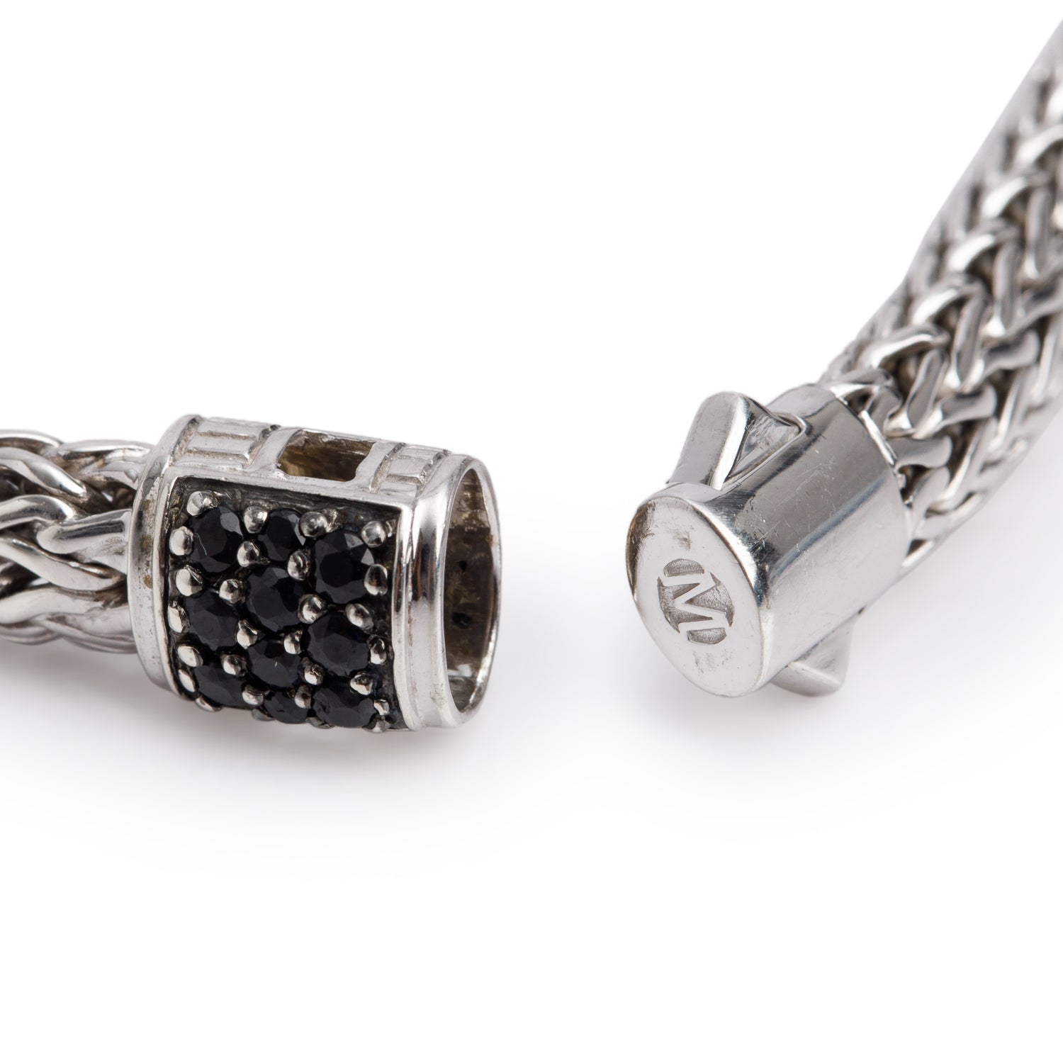 John Hardy Sterling Silver 6.5 MM Classic Chain Bracelet with Black Sapphire