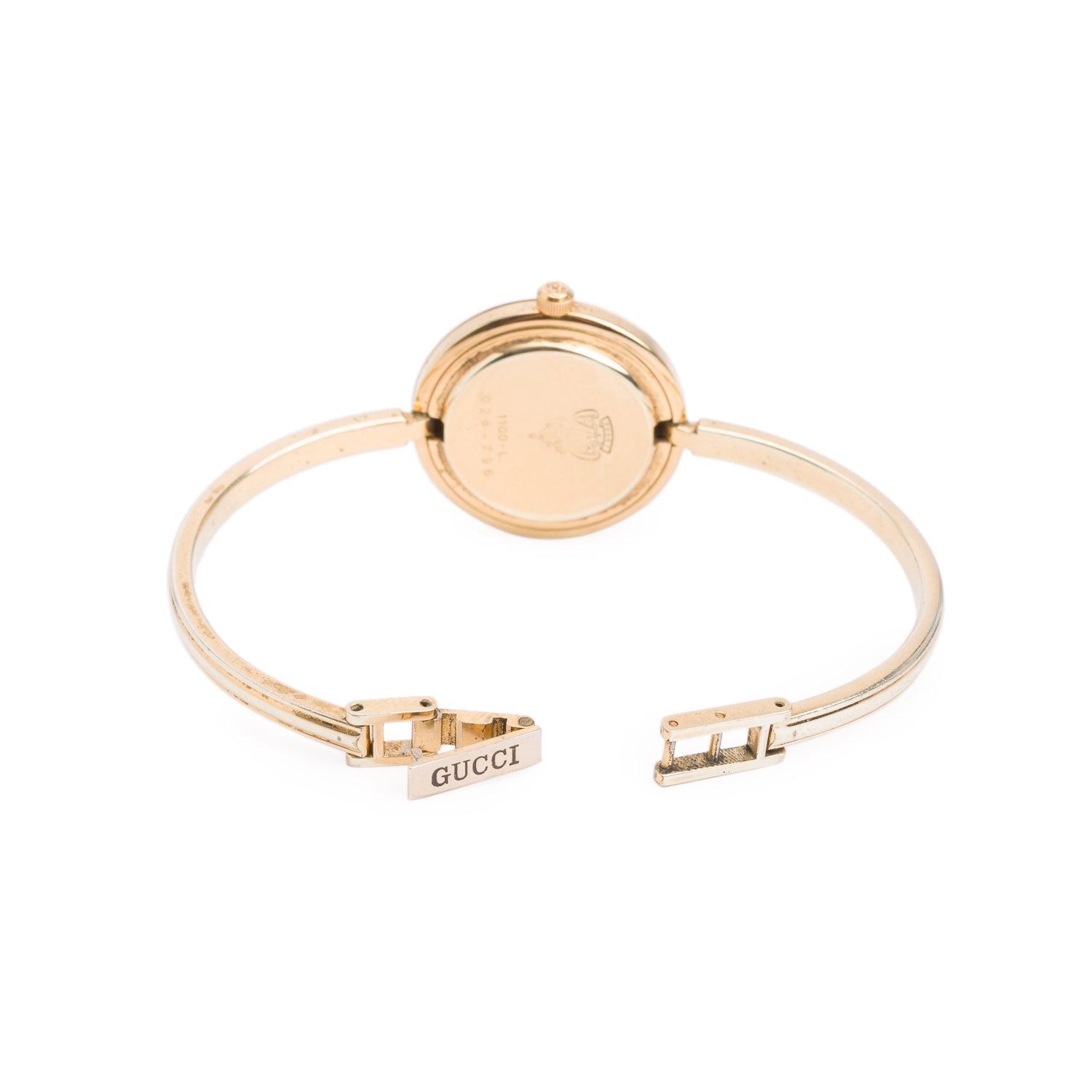 Gucci Gold Plated Stainless Steel 1100 Series 26 MM Watch White Dial w/ Box & 12 Multicolour Bezels
