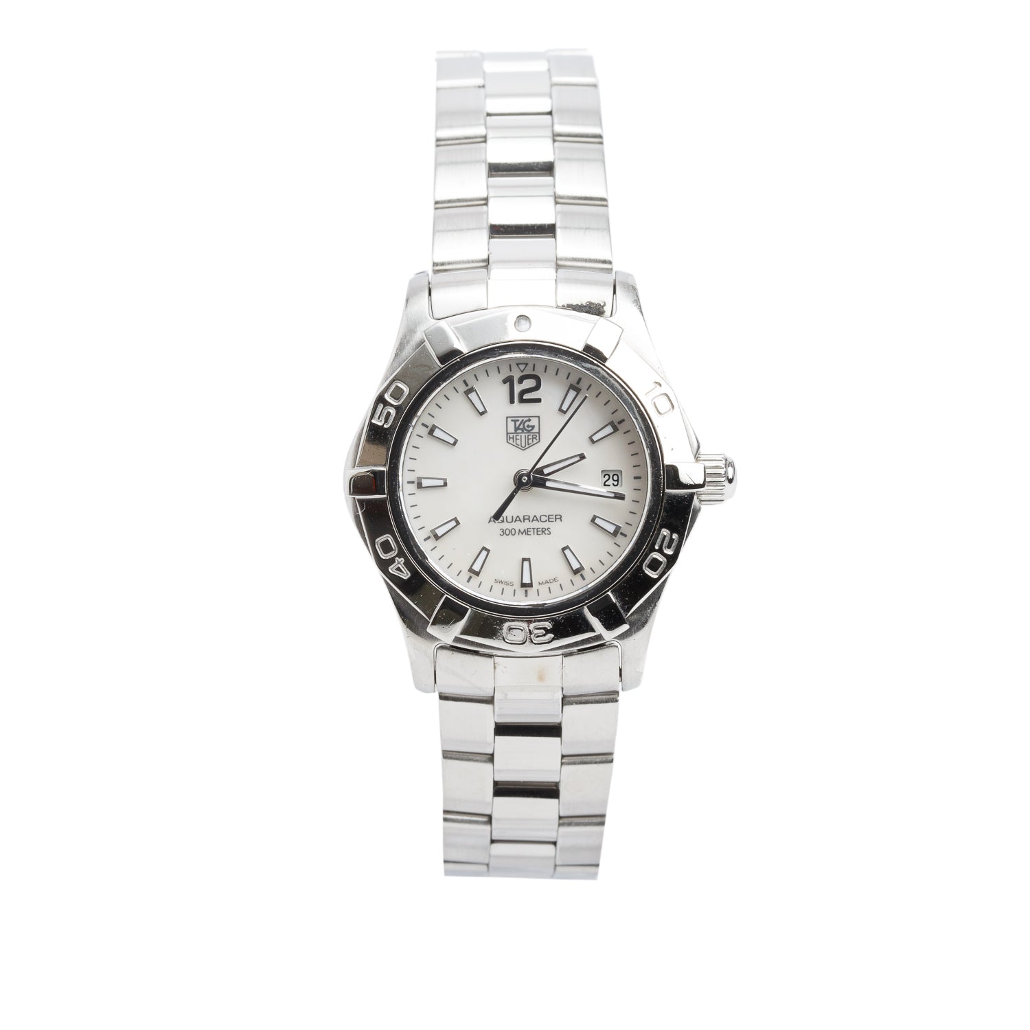 Tag Heuer Stainless Steel Aquaracer 27 MM Watch Mother of Pearl WAF1414