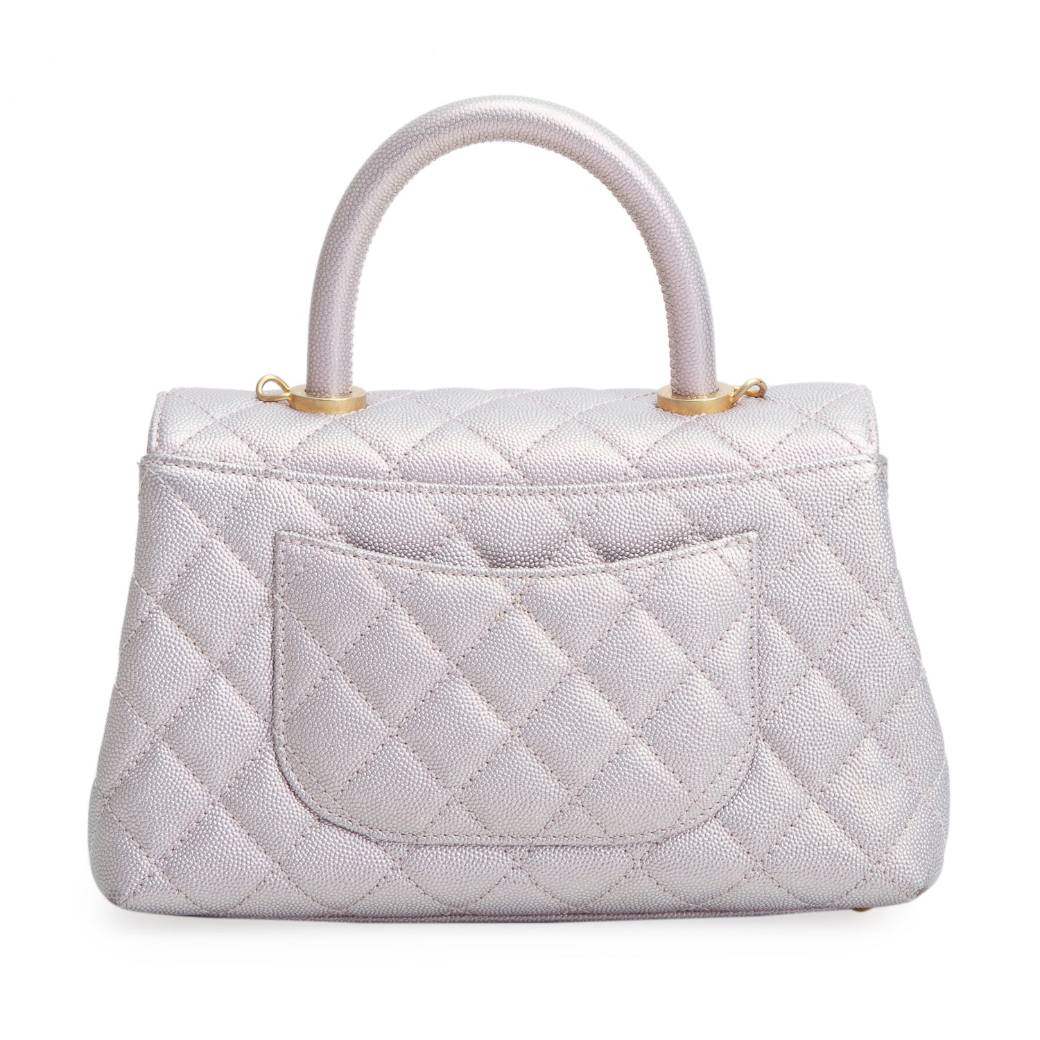 Chanel Metallic Pink Caviar Quilted Mini Coco Top Handle Flap Bag