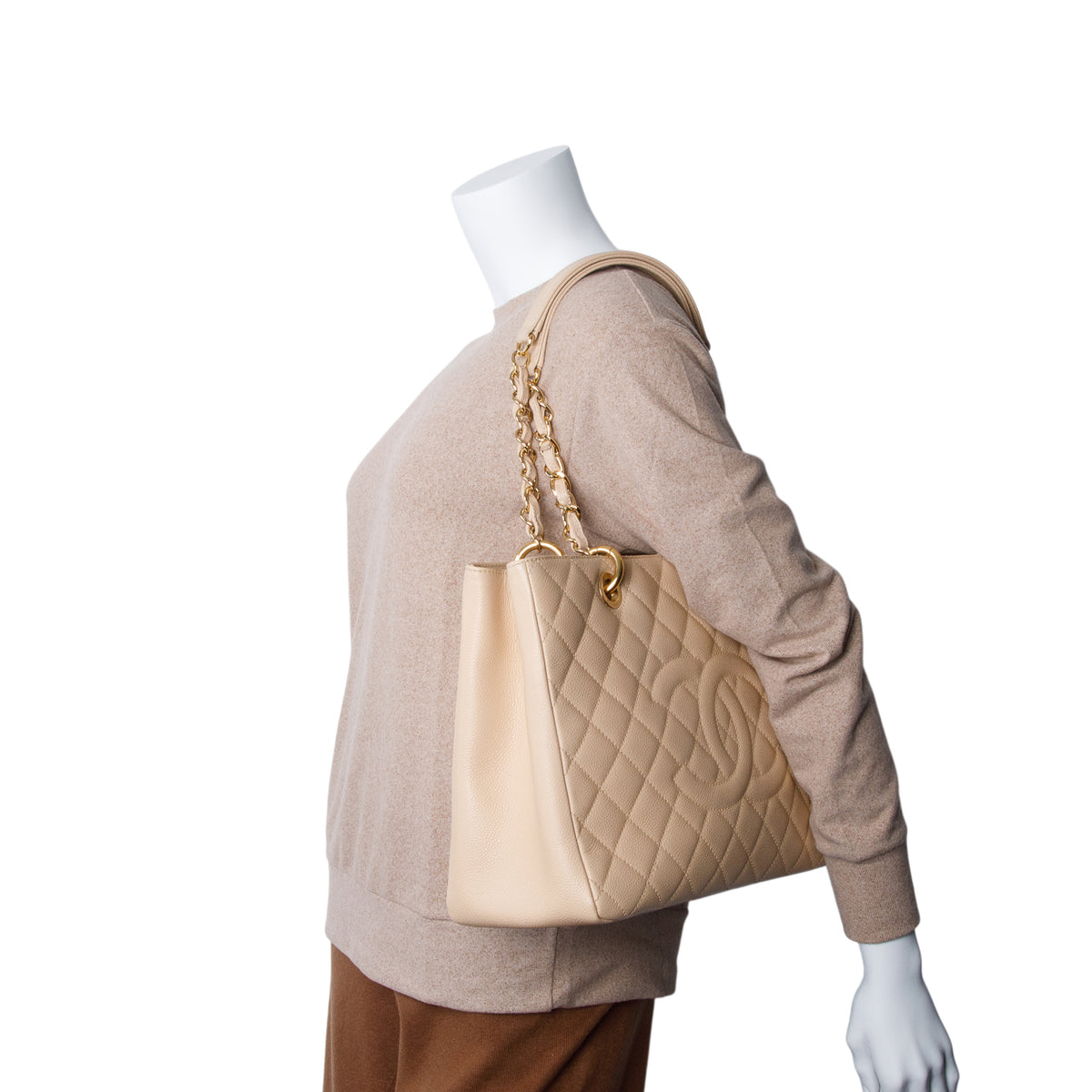 Chanel Beige Caviar Leather Grand Shopping Tote (GST)