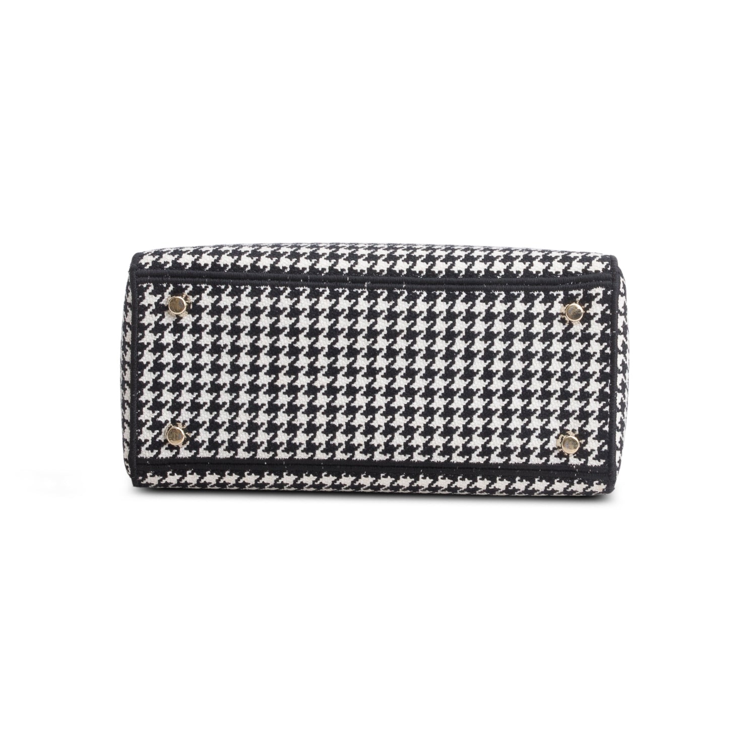 Christian Dior 2022 Black/White Houndstooth Embroidered Medium Lady D-Lite Bag w/ Strap