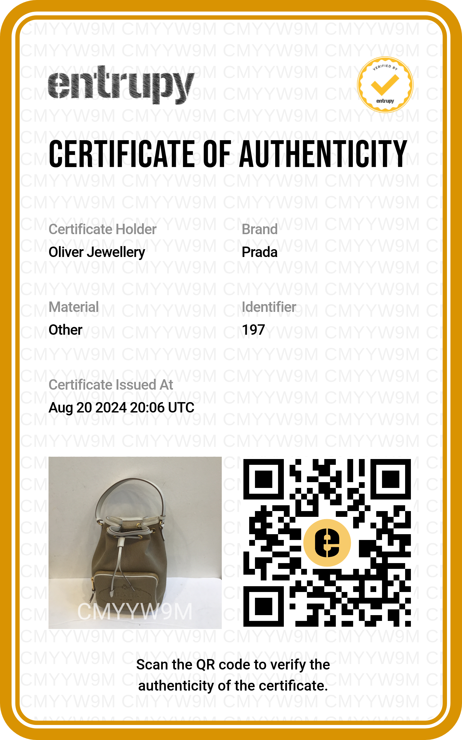 Prada Brown Logo Jacquard Bucket Bag w/ Strap & Authenticity Card